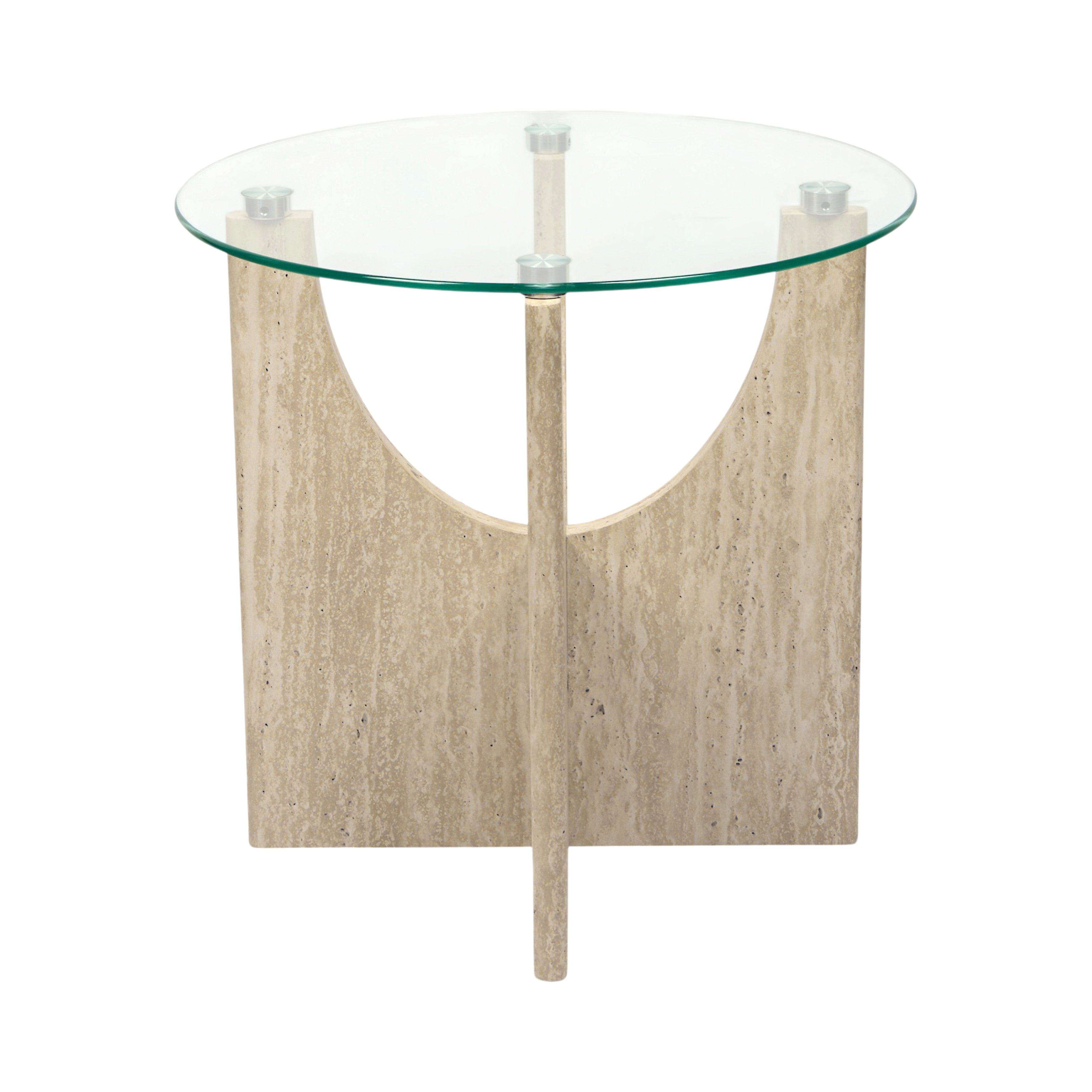 TABLE D APPOINT RONDE VERRE PIETRA D45CM