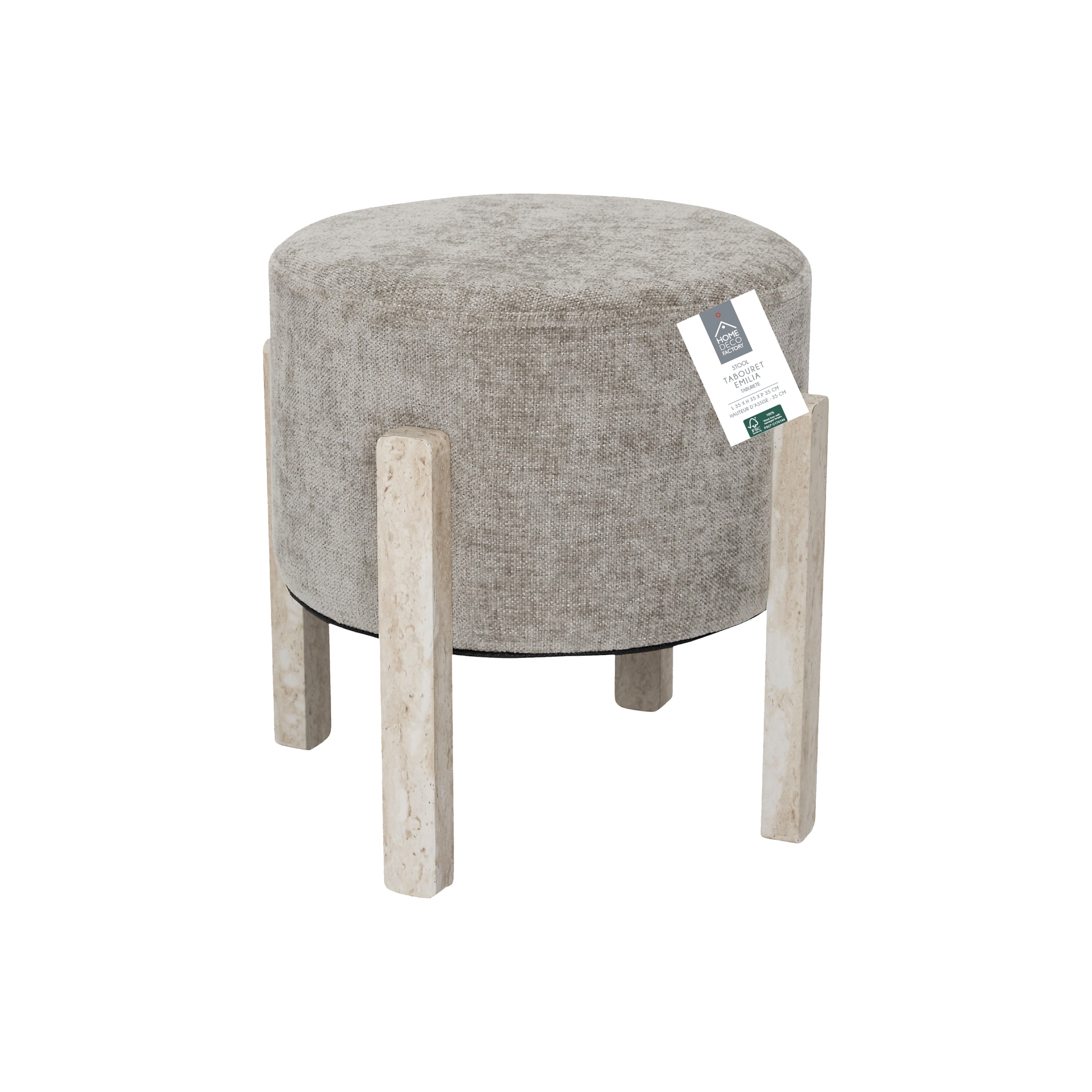 TABOURET EMILIA TAUPE - LOT DE 2