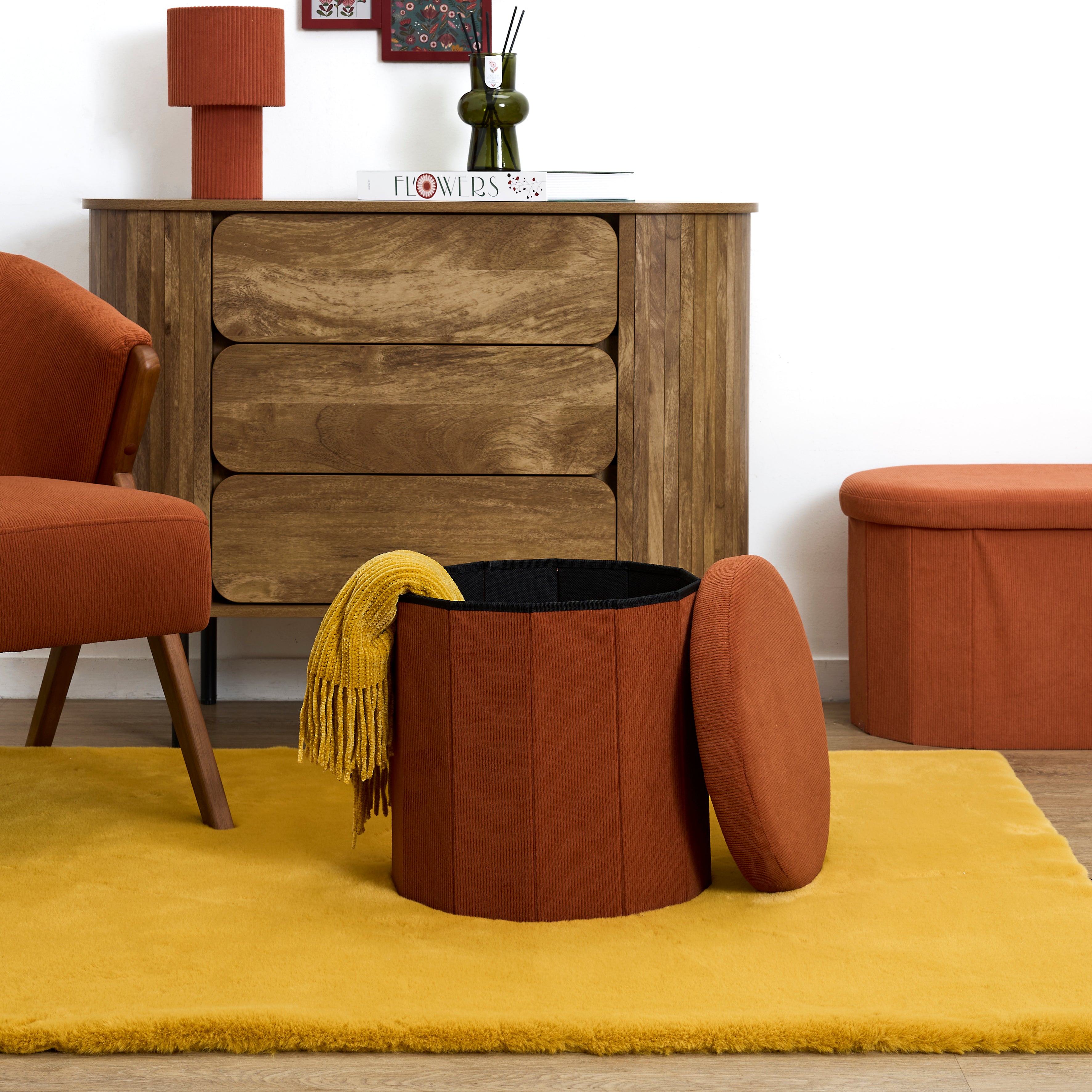 COFFRE POUF PLIABLE COTELE JULES TERRACOTTA