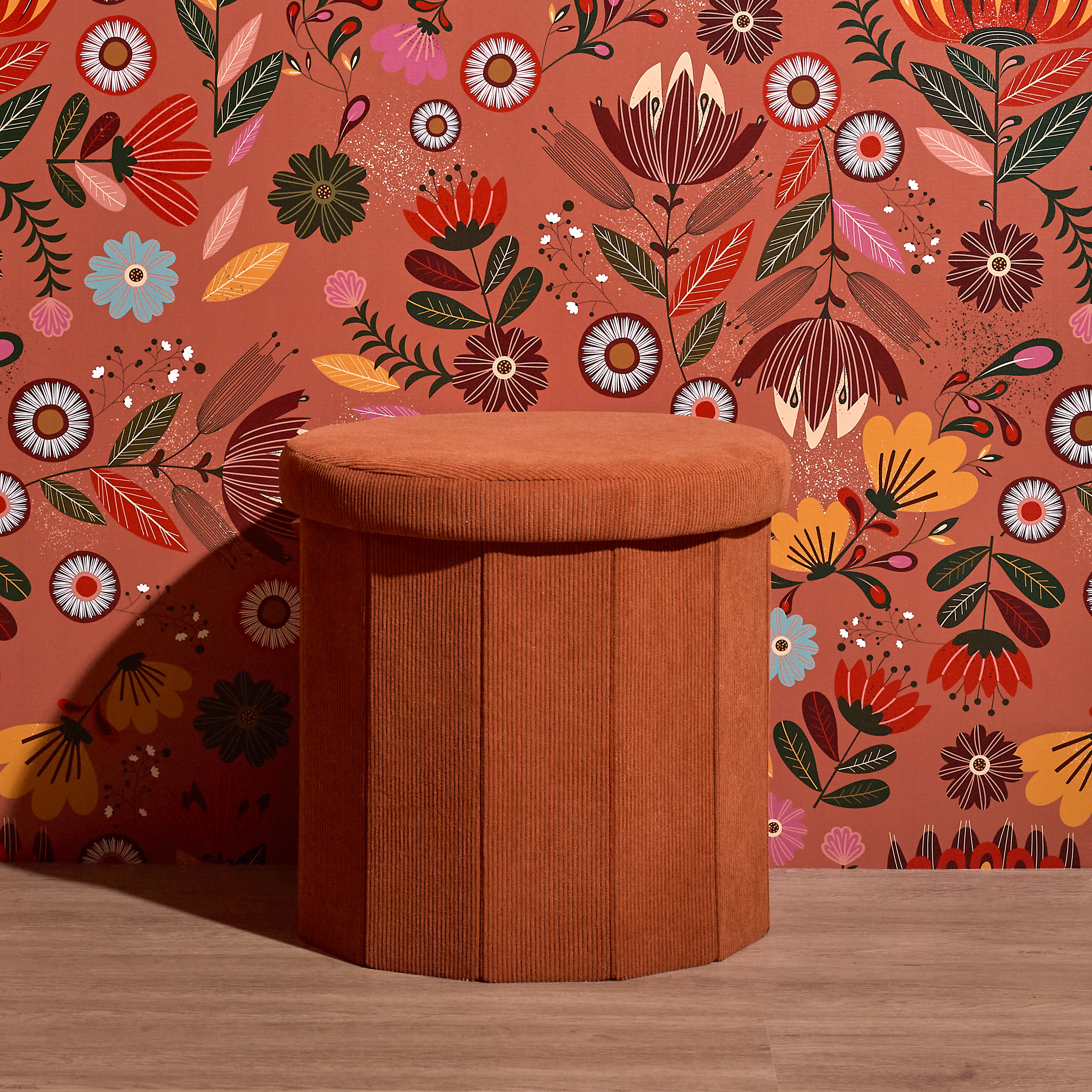 COFFRE POUF PLIABLE COTELE JULES TERRACOTTA