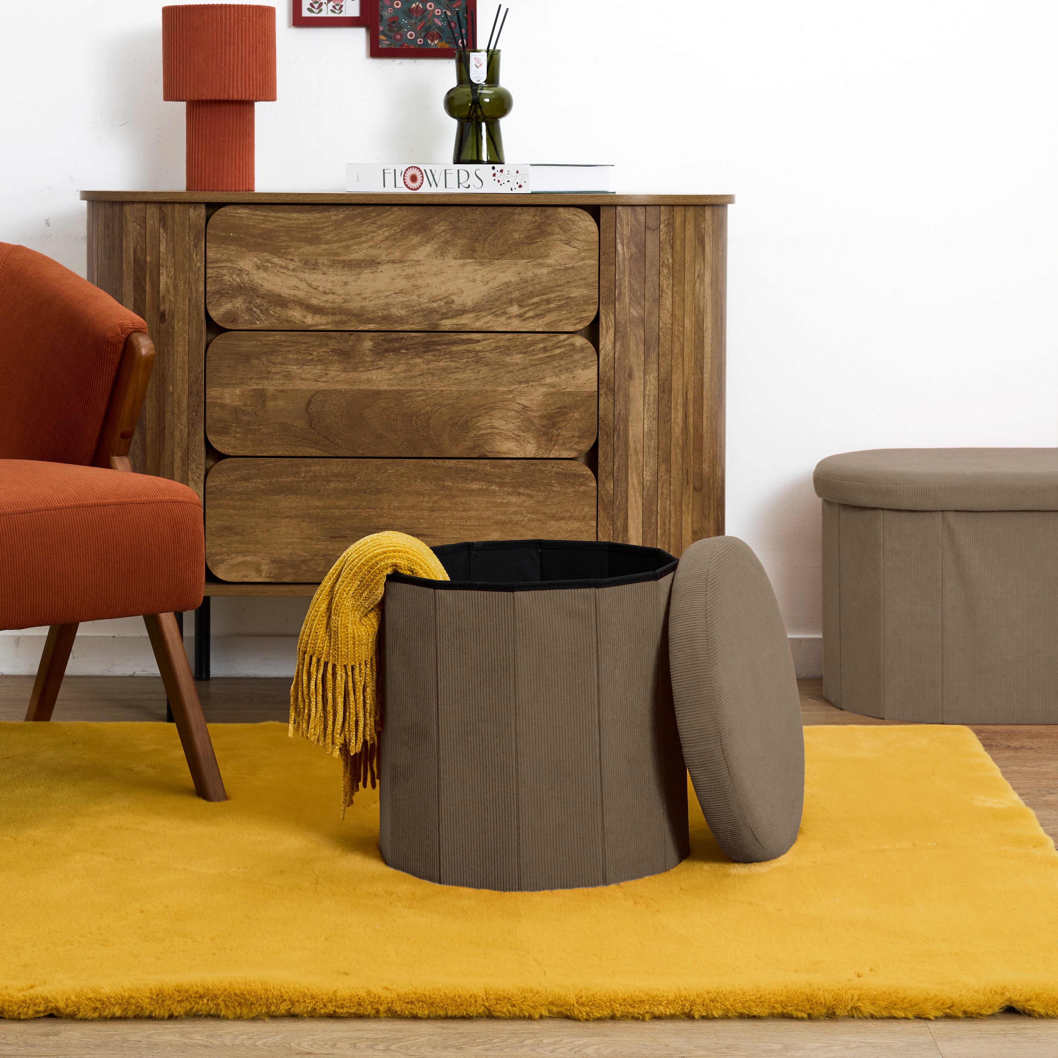 COFFRE POUF PLIABLE COTELE JULES TAUPE