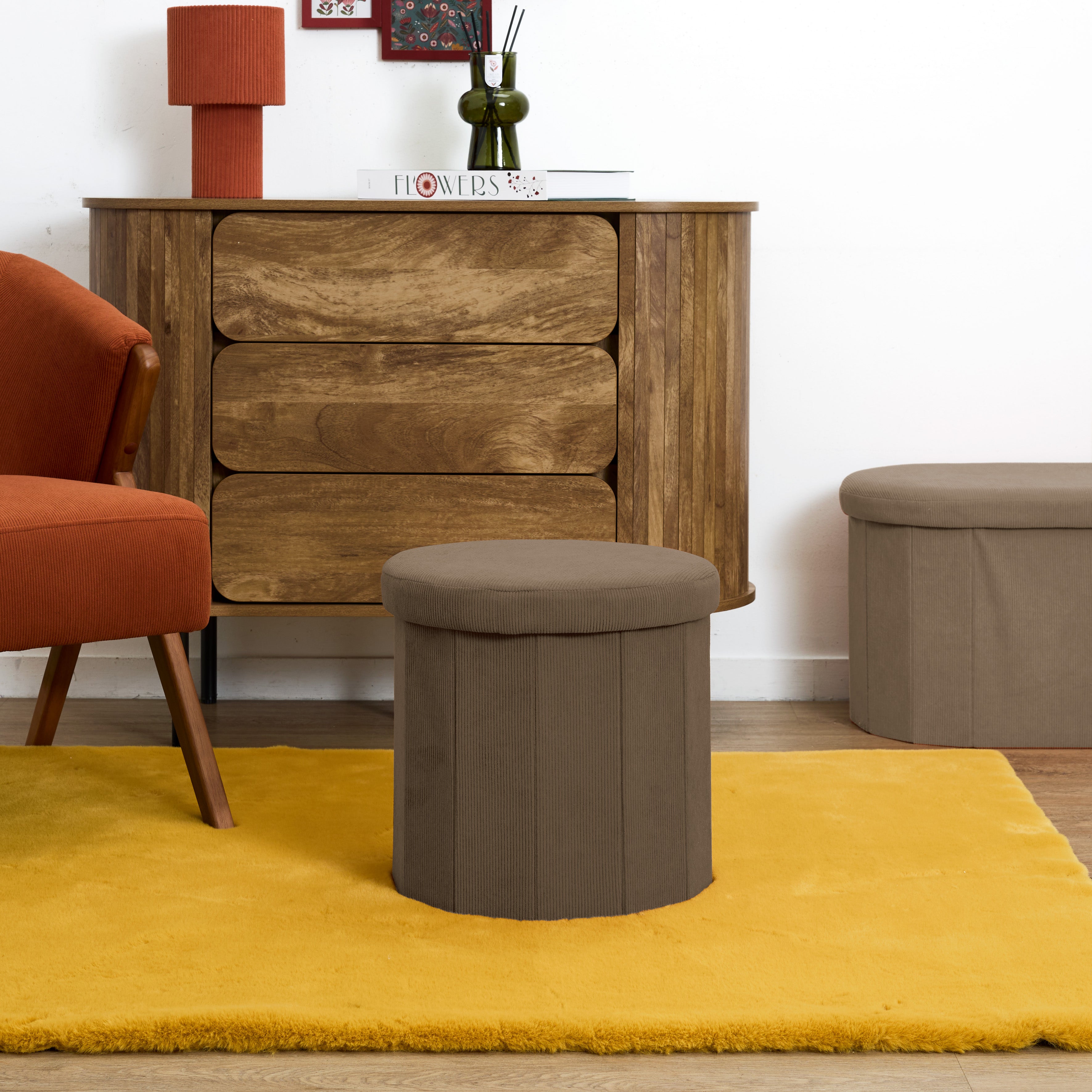 COFFRE POUF PLIABLE COTELE JULES TAUPE