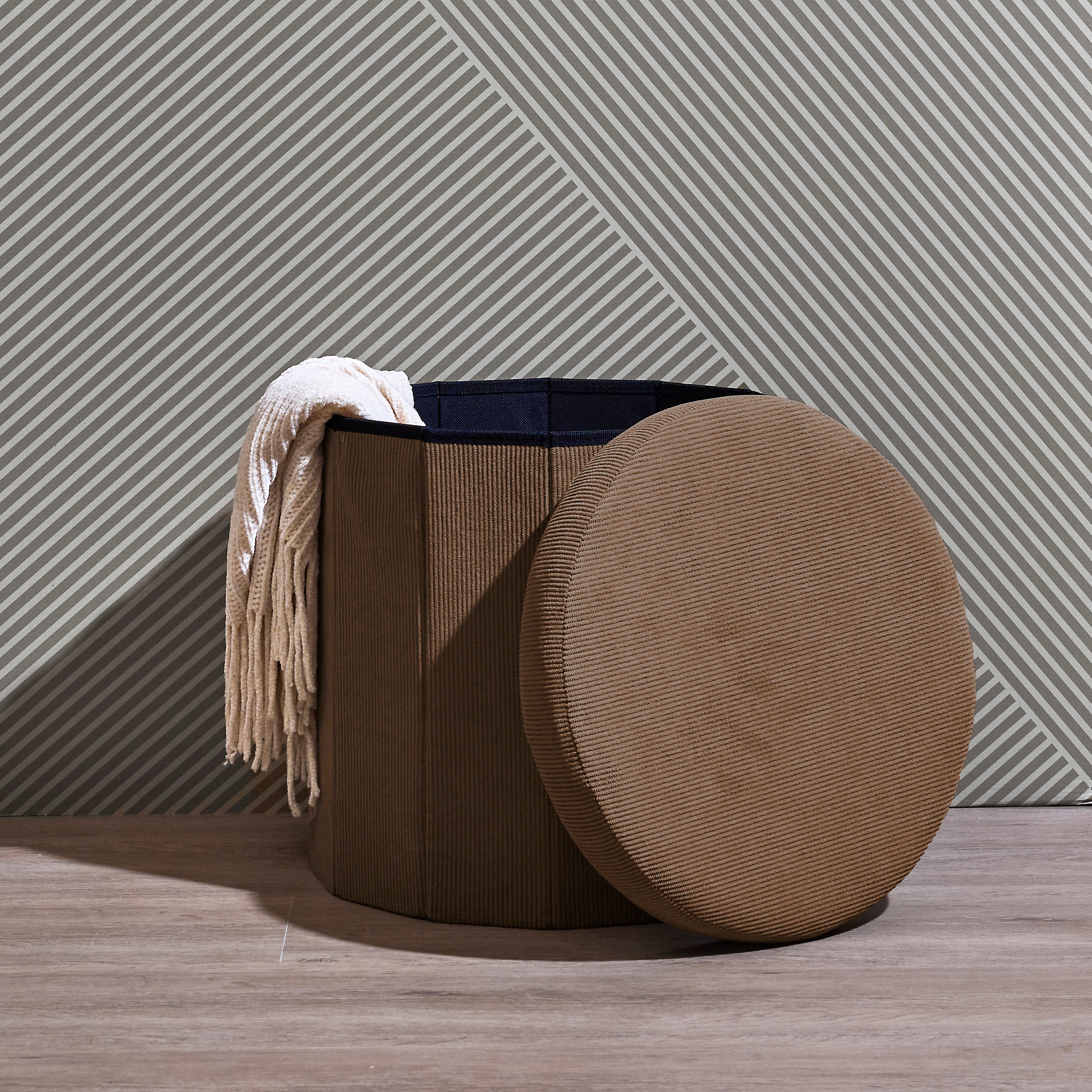 COFFRE POUF PLIABLE COTELE JULES TAUPE