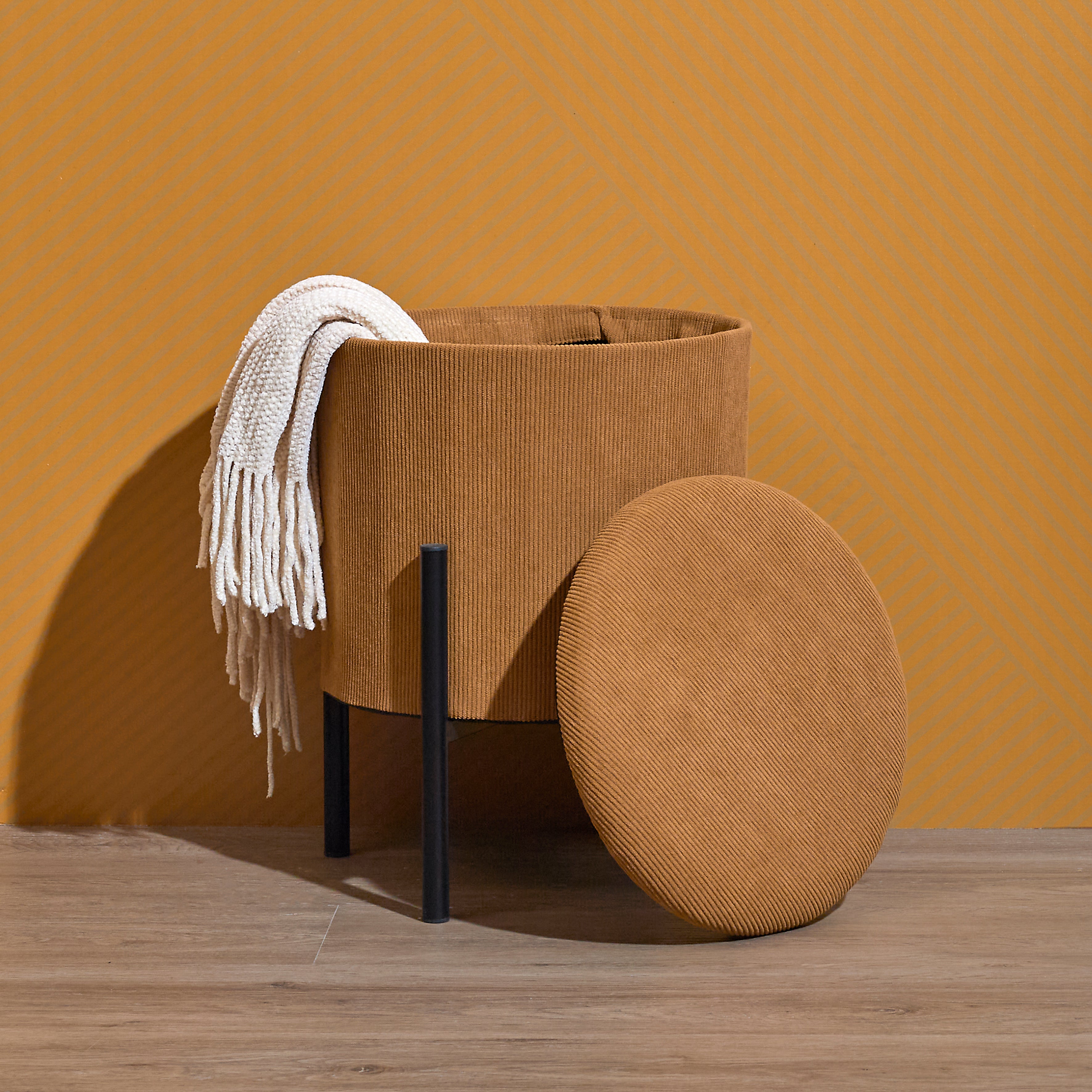 POUF RANGEMENT COTELE JULES JAUNE - LOT DE 4