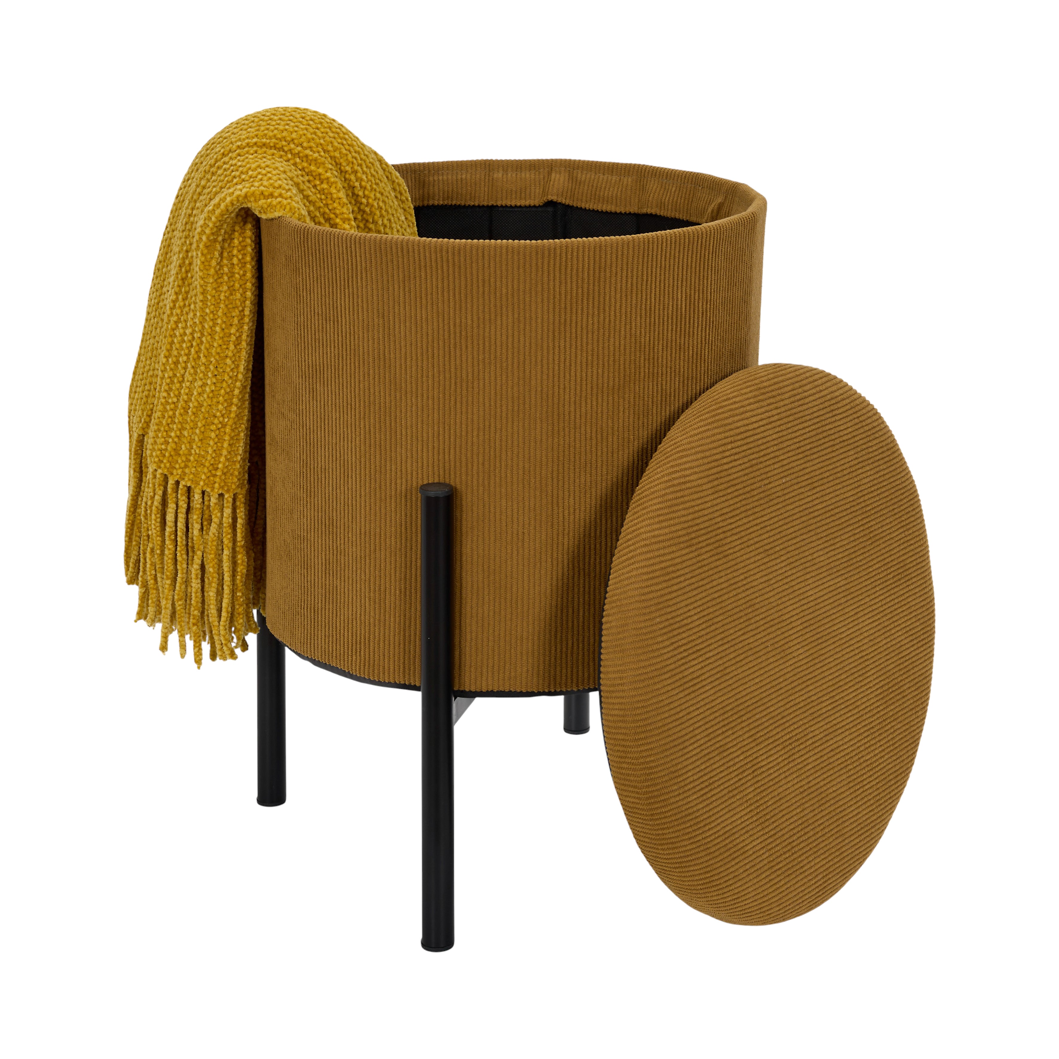 POUF RANGEMENT COTELE JULES JAUNE - LOT DE 4