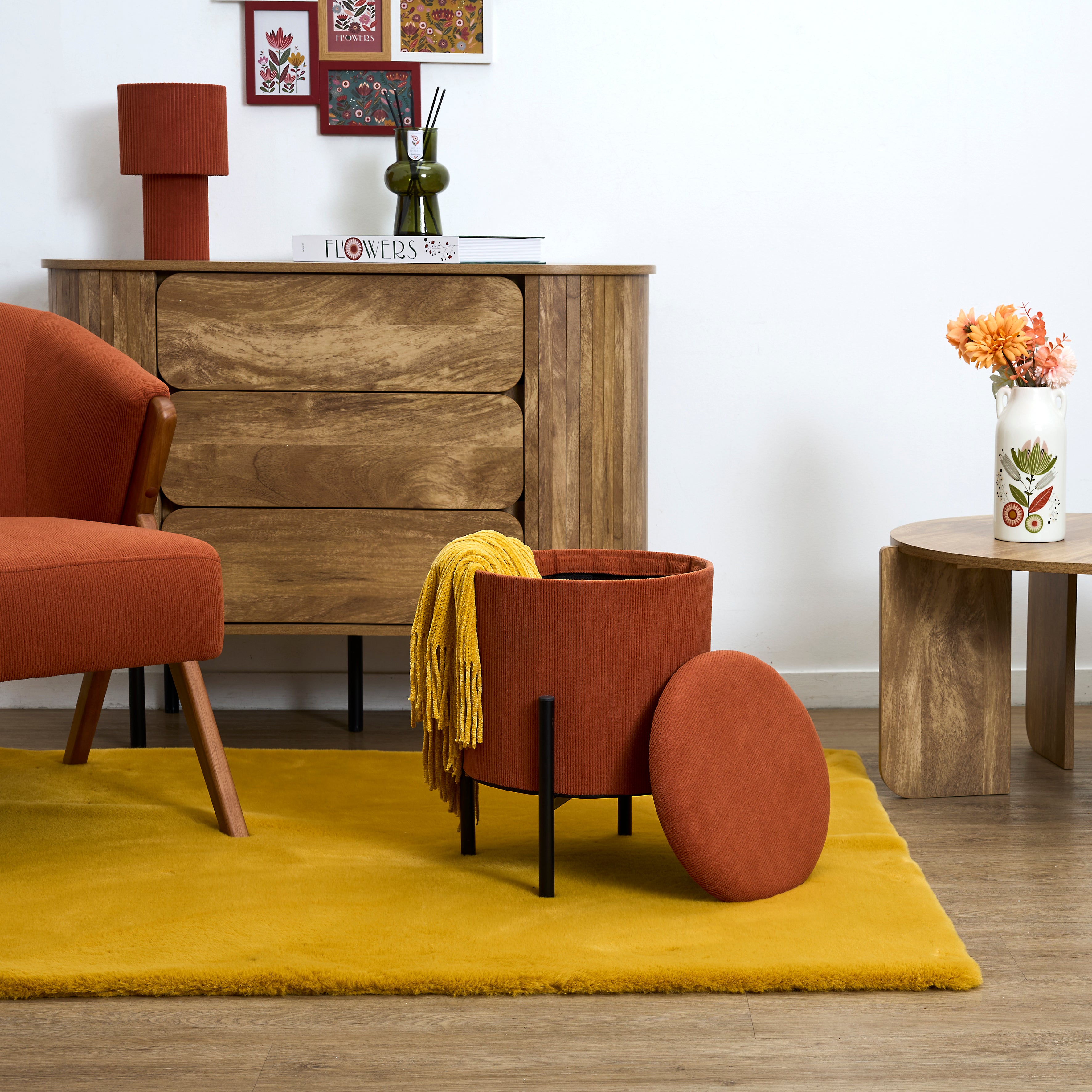 POUF RANGEMENT COTELE JULES TERRACOTTA - LOT DE 4