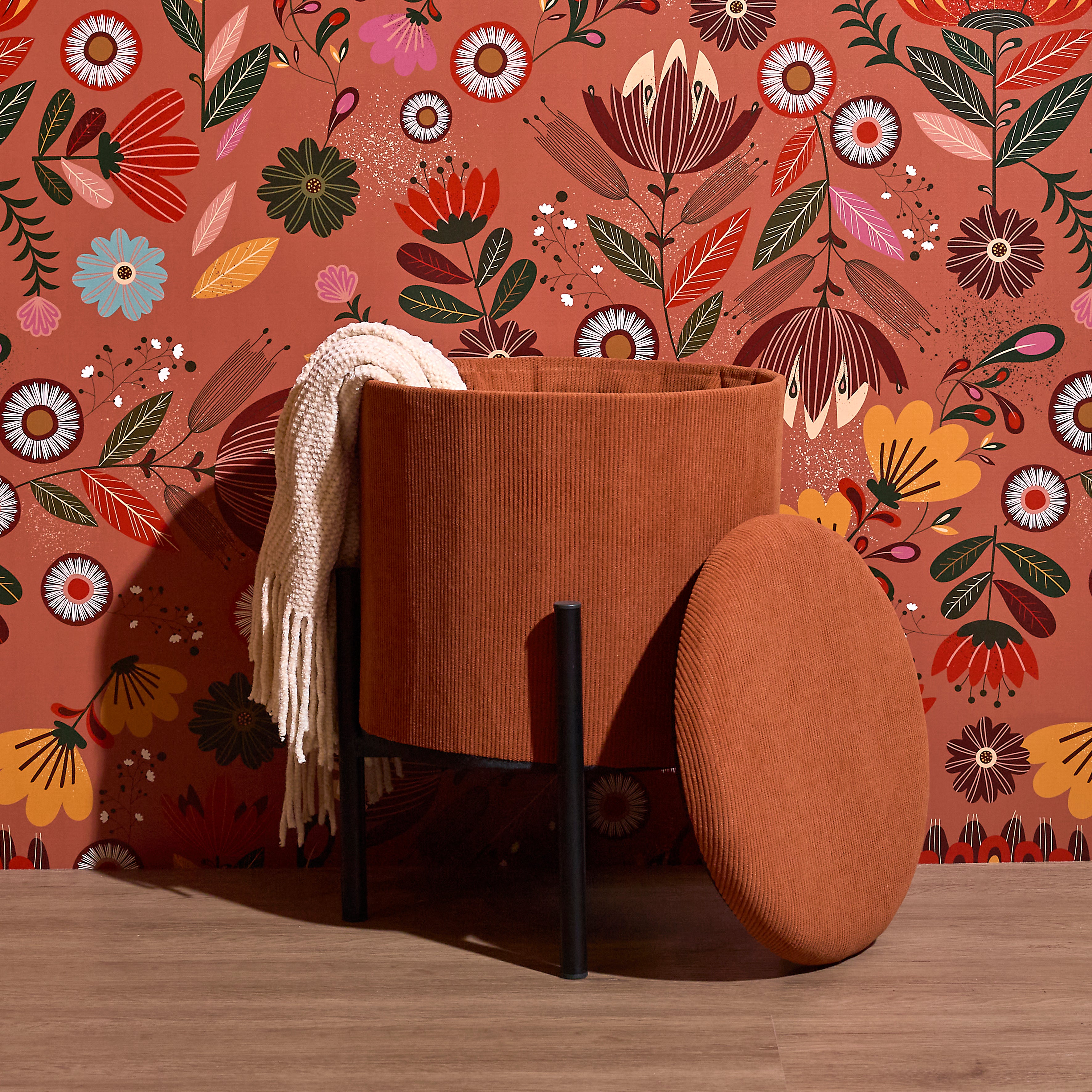POUF RANGEMENT COTELE JULES TERRACOTTA - LOT DE 4