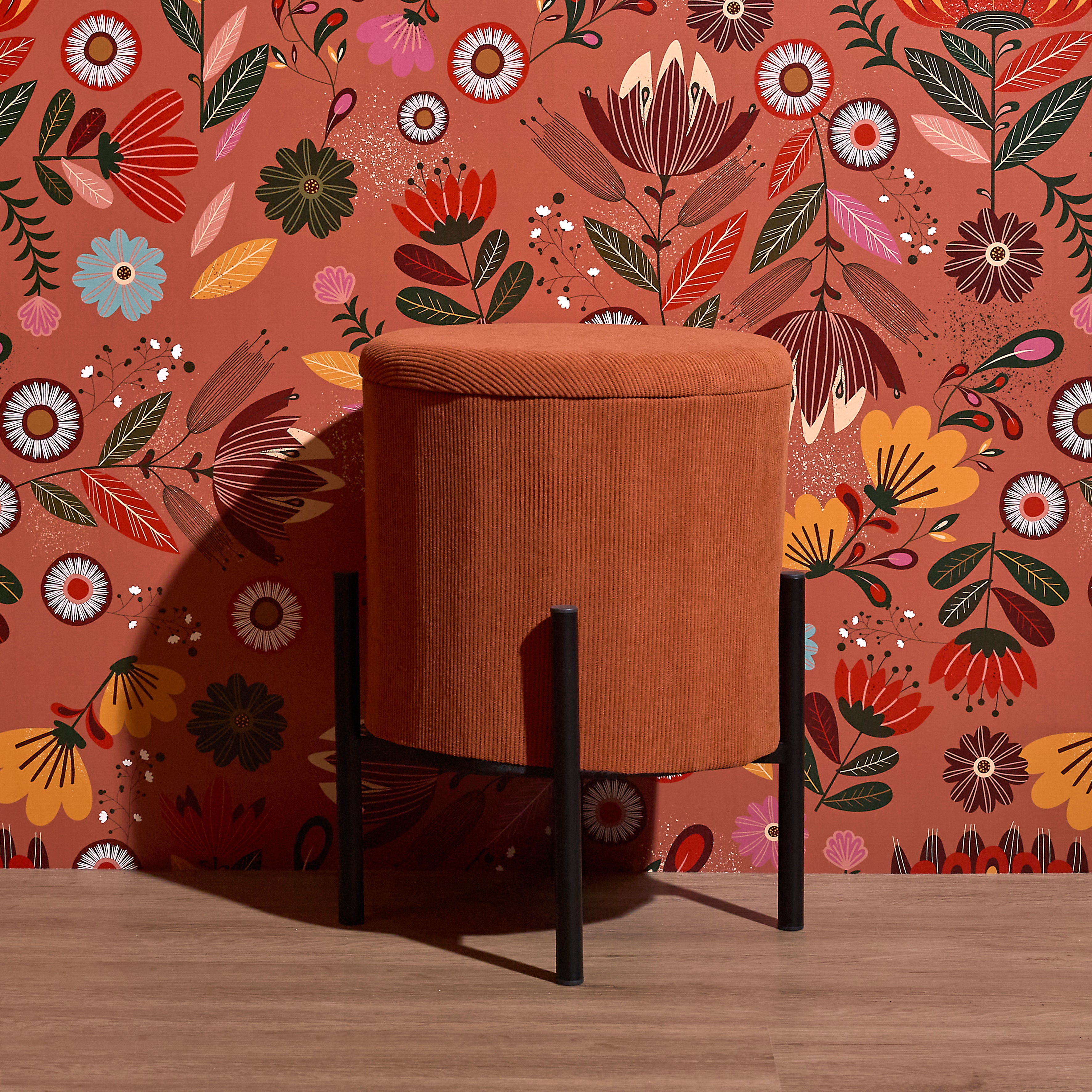 POUF RANGEMENT COTELE JULES TERRACOTTA - LOT DE 4