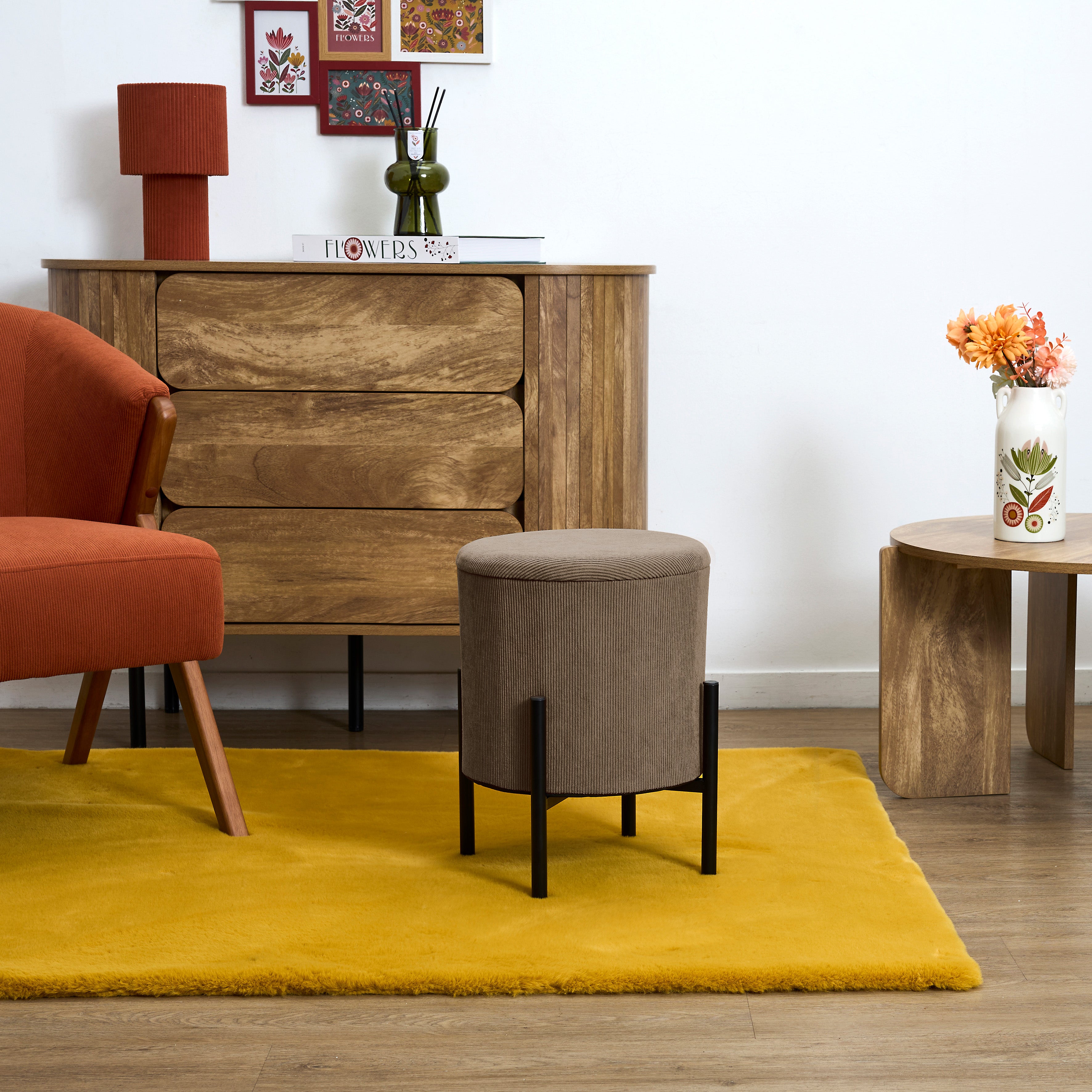 POUF RANGEMENT COTELE JULES TAUPE - LOT DE 4