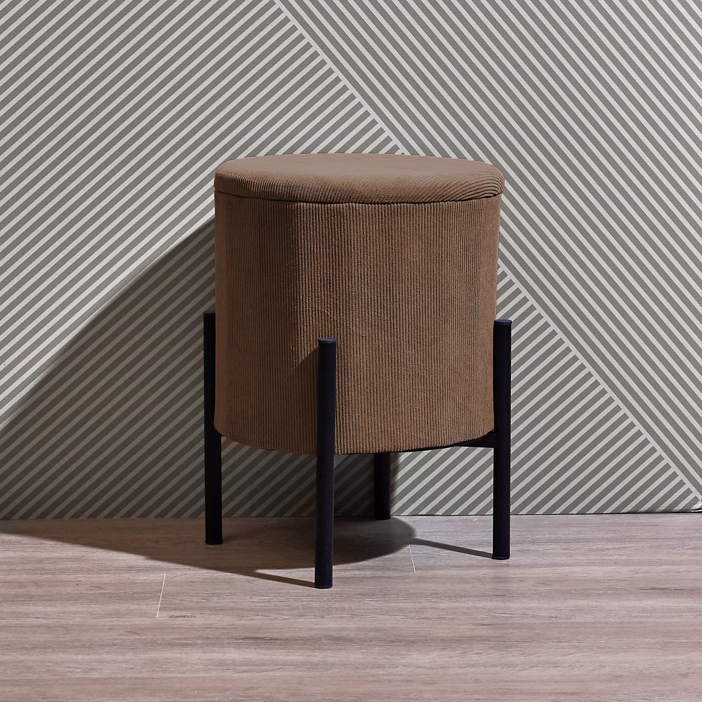 POUF RANGEMENT COTELE JULES TAUPE - LOT DE 4