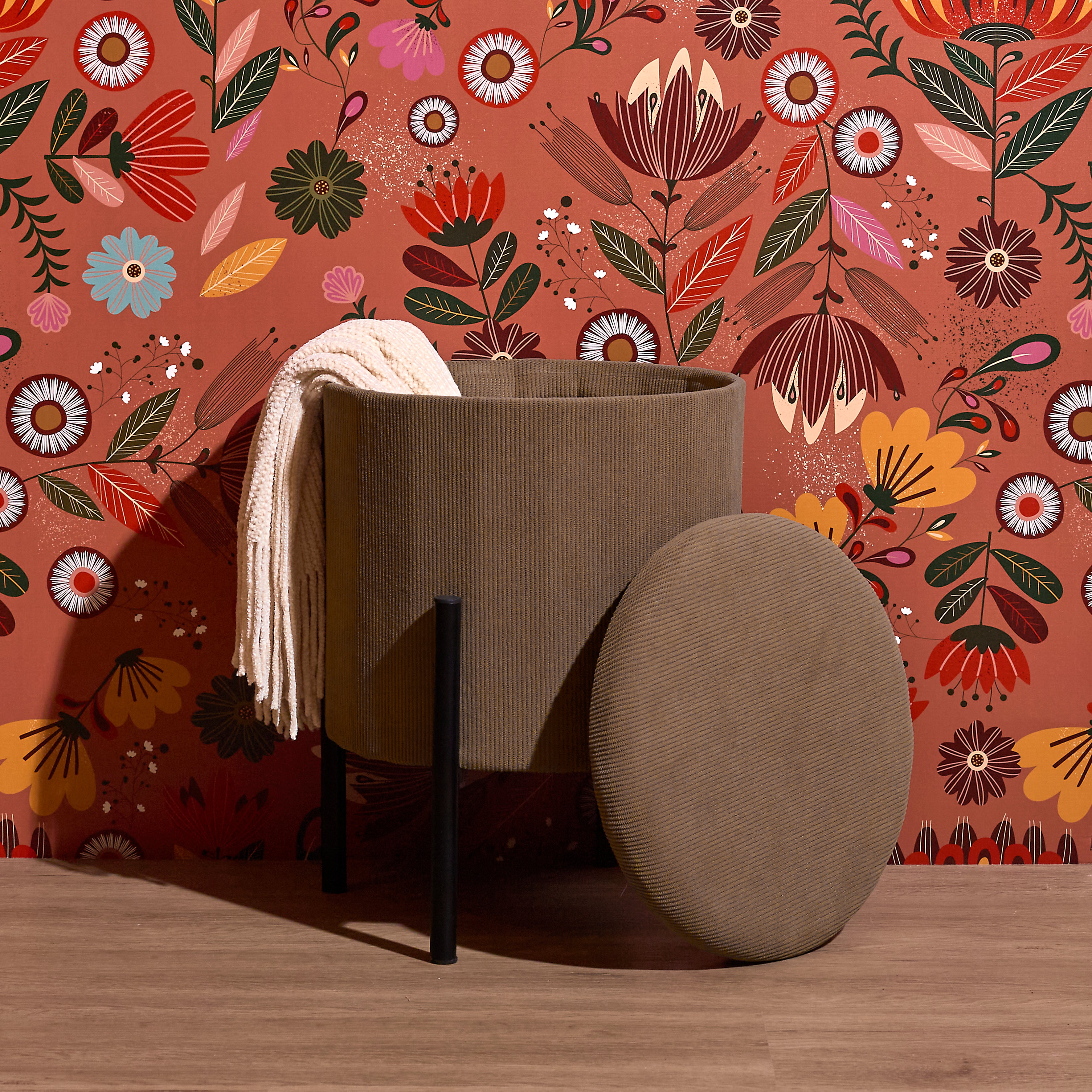 POUF RANGEMENT COTELE JULES TAUPE - LOT DE 4