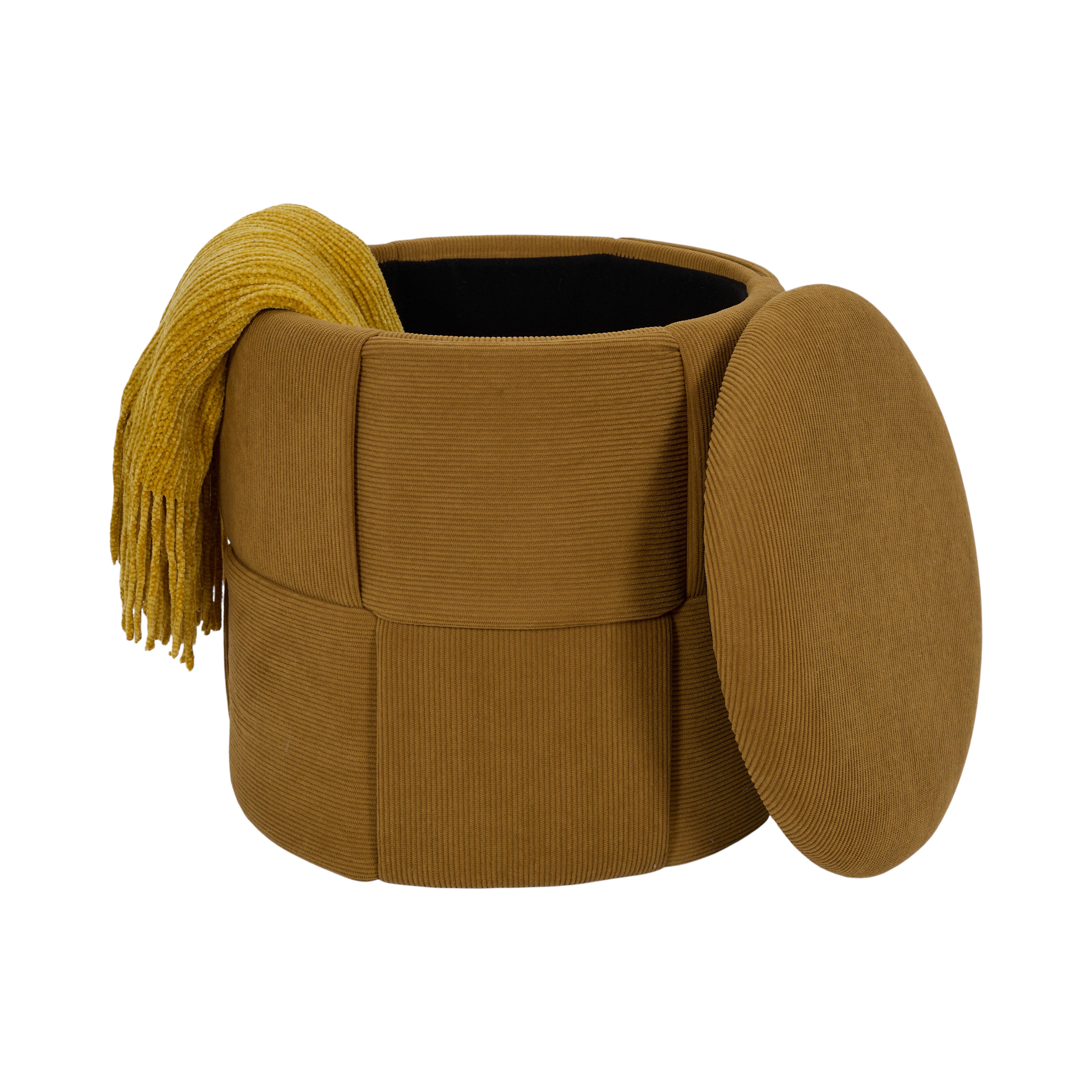 POUF RANGEMENT TRESSE COTELE JULES JAUNE