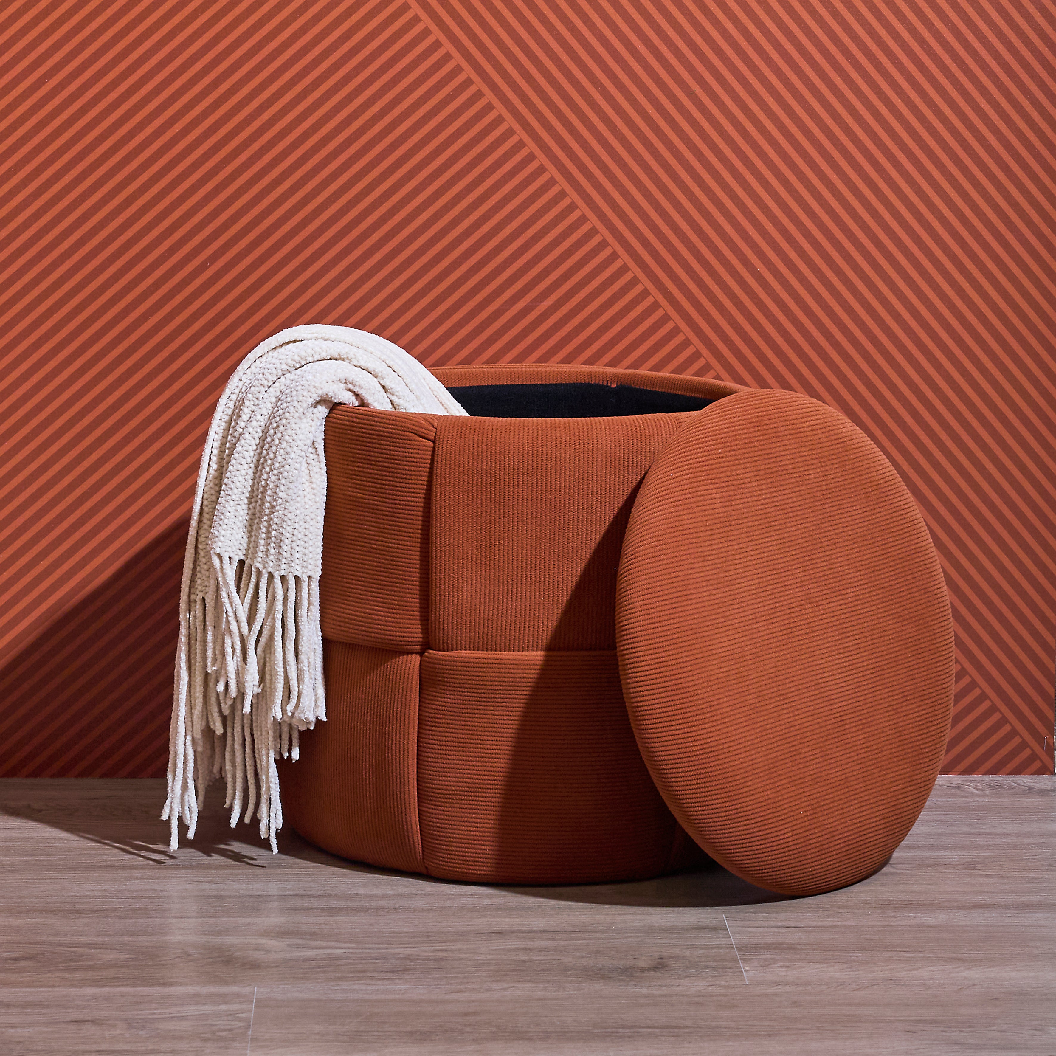 POUF RANGEMENT TRESSE COTELE JULES TERRACOTTA