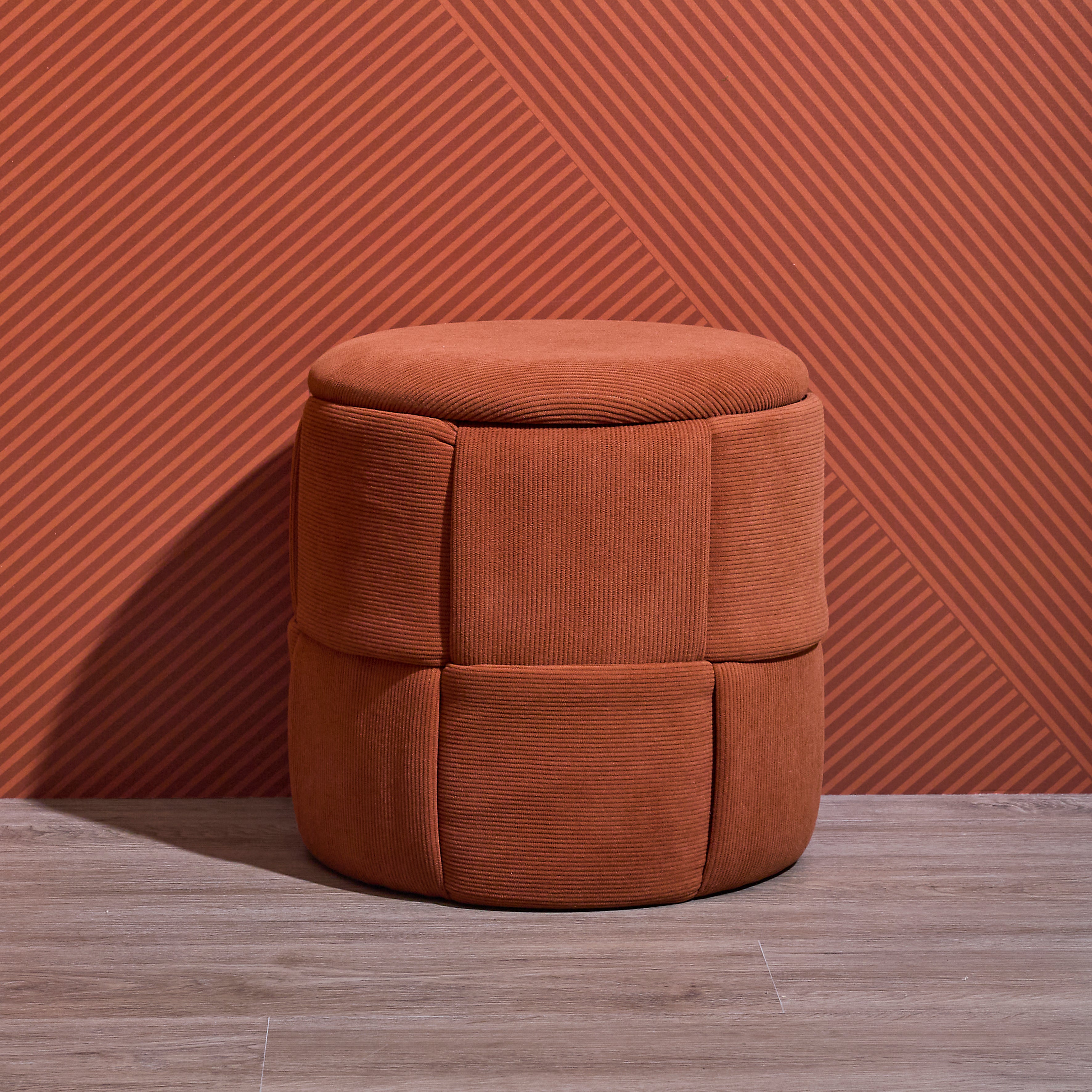 POUF RANGEMENT TRESSE COTELE JULES TERRACOTTA