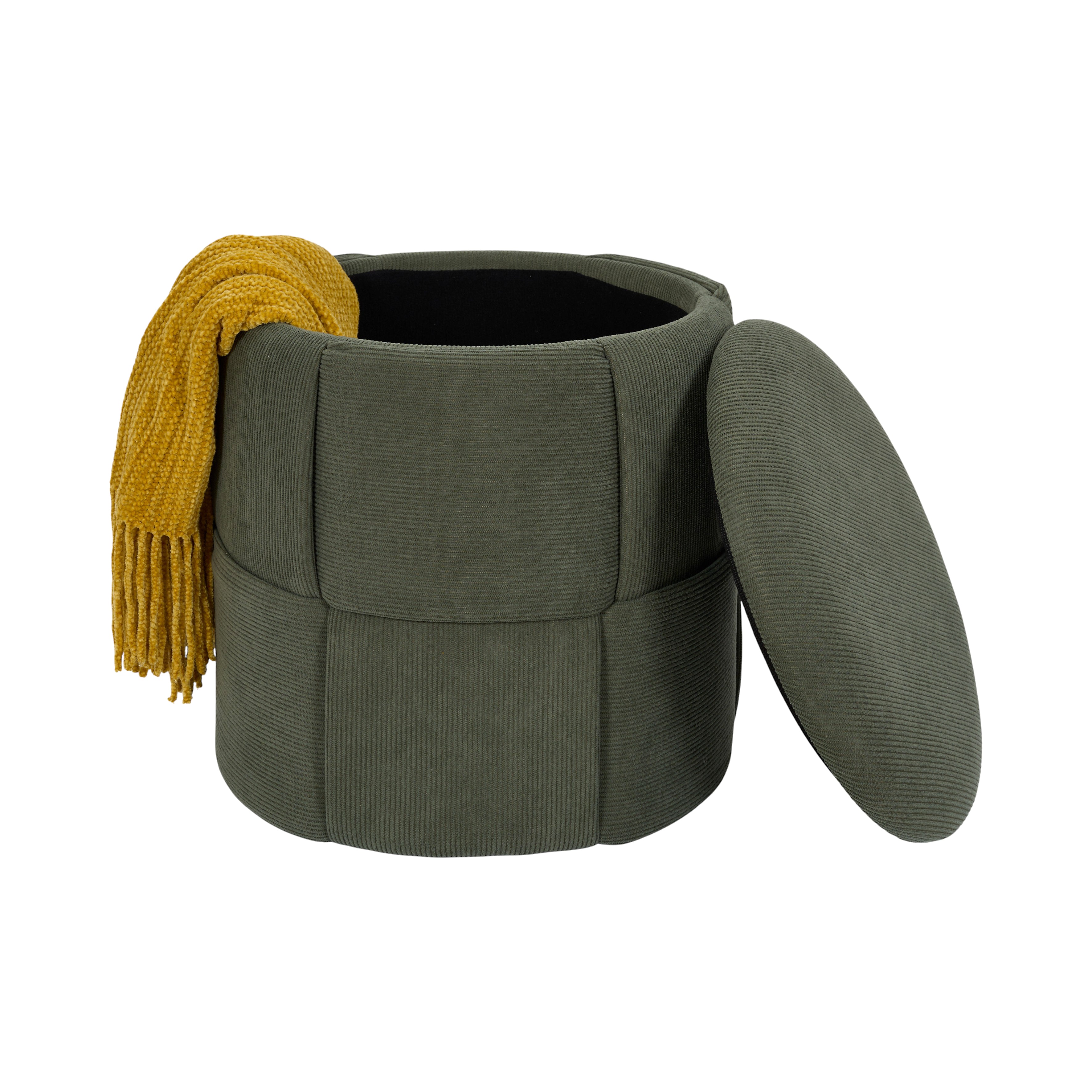 POUF RANGEMENT TRESSE COTELE JULES VERT