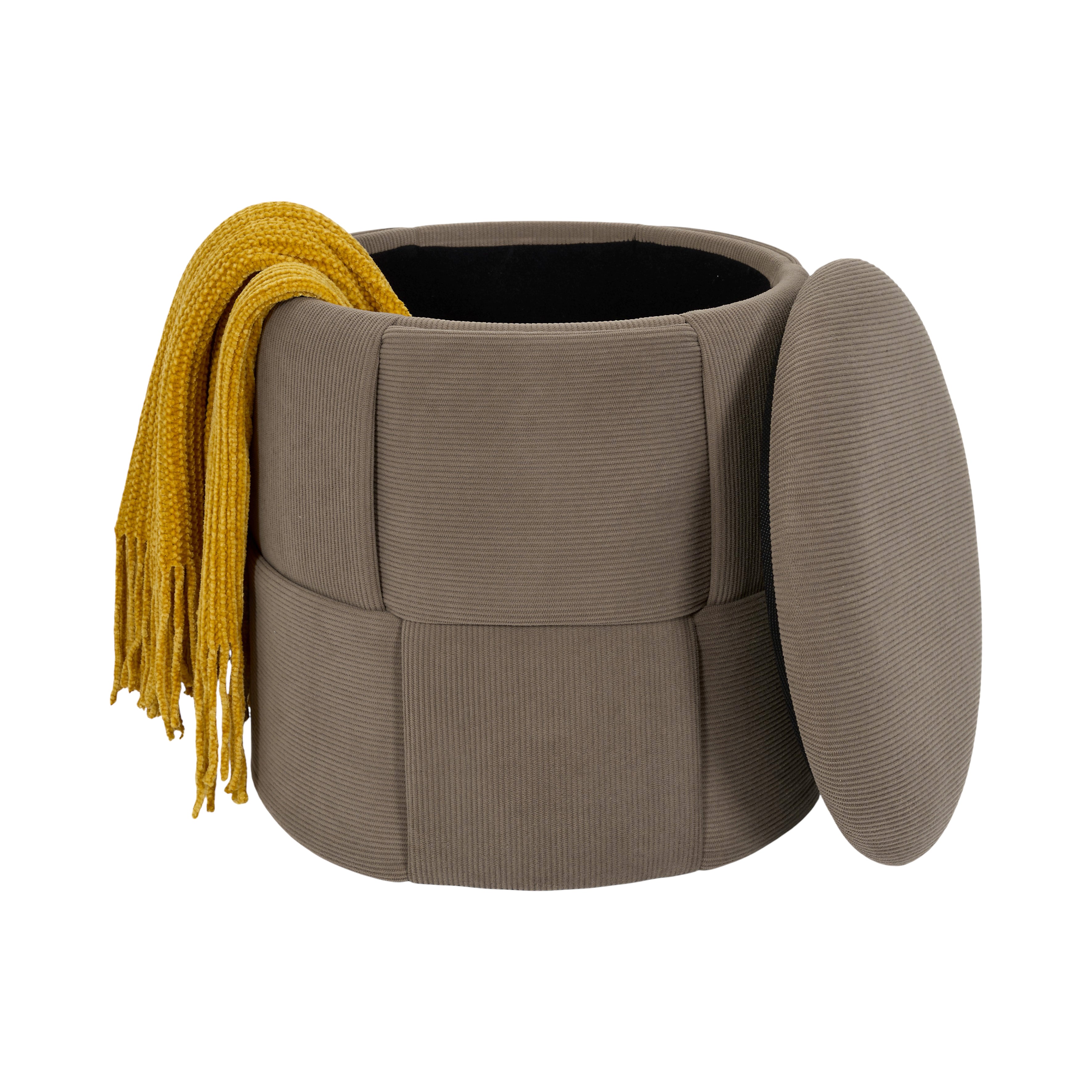 POUF RANGEMENT TRESSE COTELE JULES TAUPE