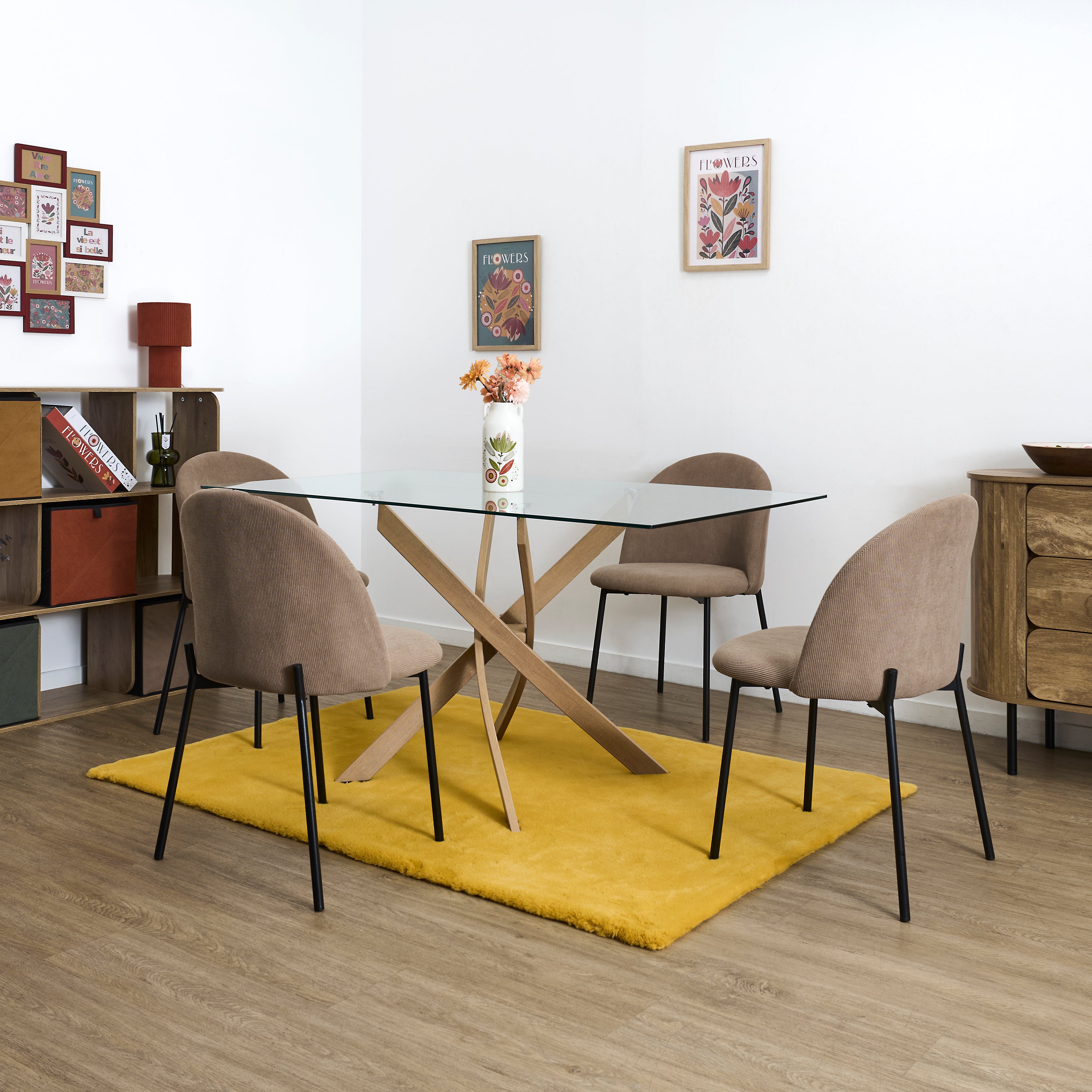 CHAISE COTELE DOSSIER ARCHE JULES TAUPE - LOT DE 4