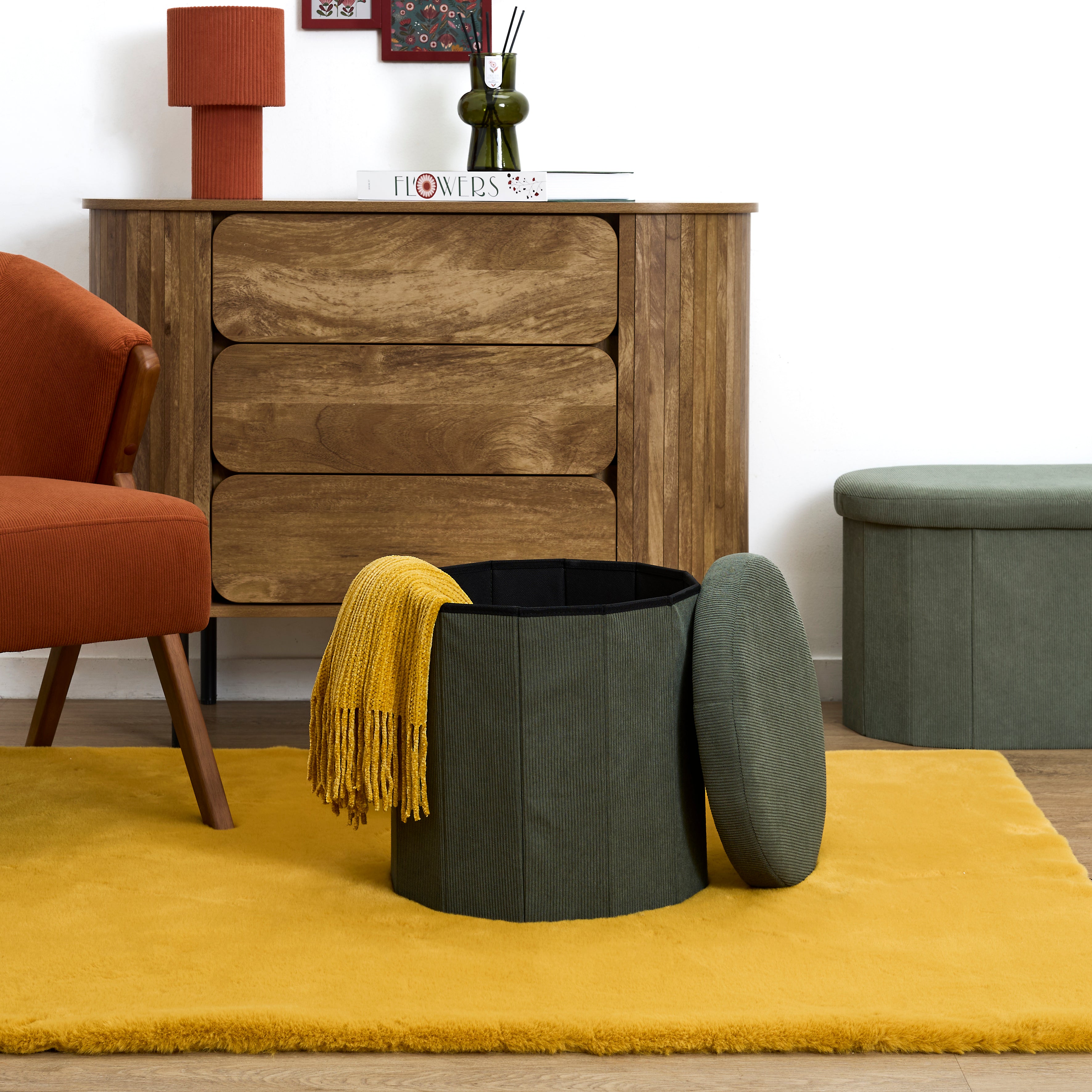 COFFRE POUF PLIABLE COTELE JULES VERT