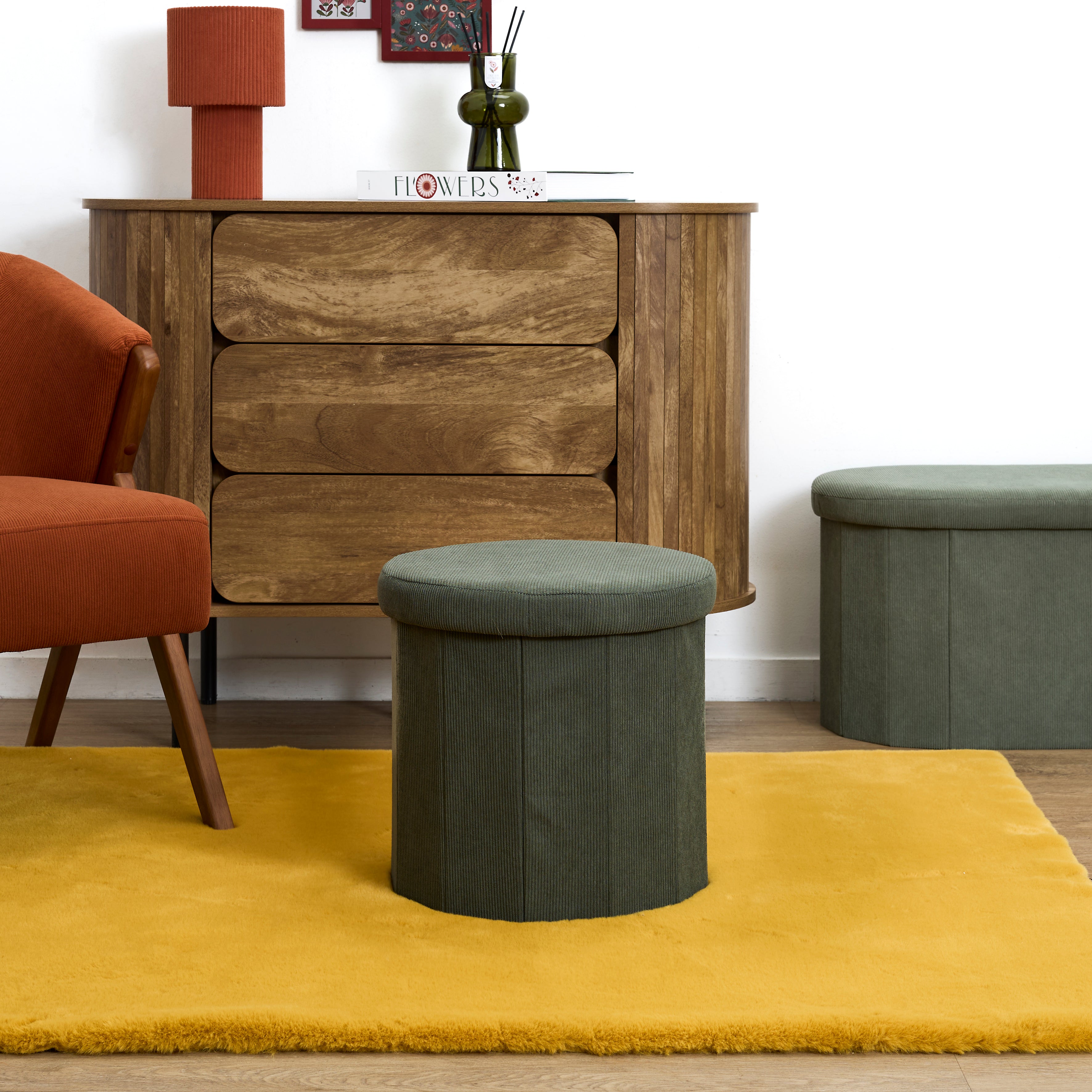 COFFRE POUF PLIABLE COTELE JULES VERT