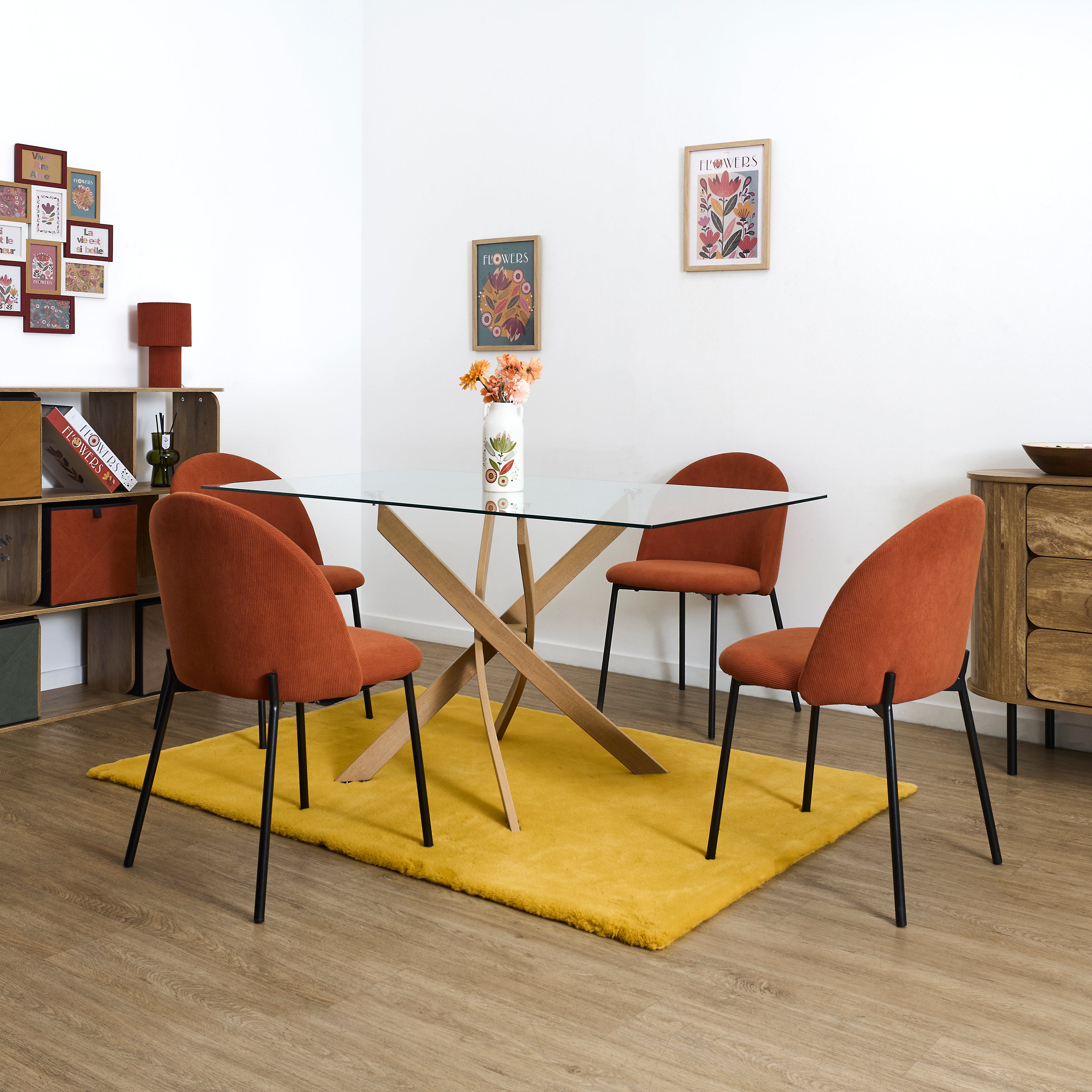 CHAISE COTELE DOSSIER ARCHE JULES TERRACOTTA - LOT DE 4