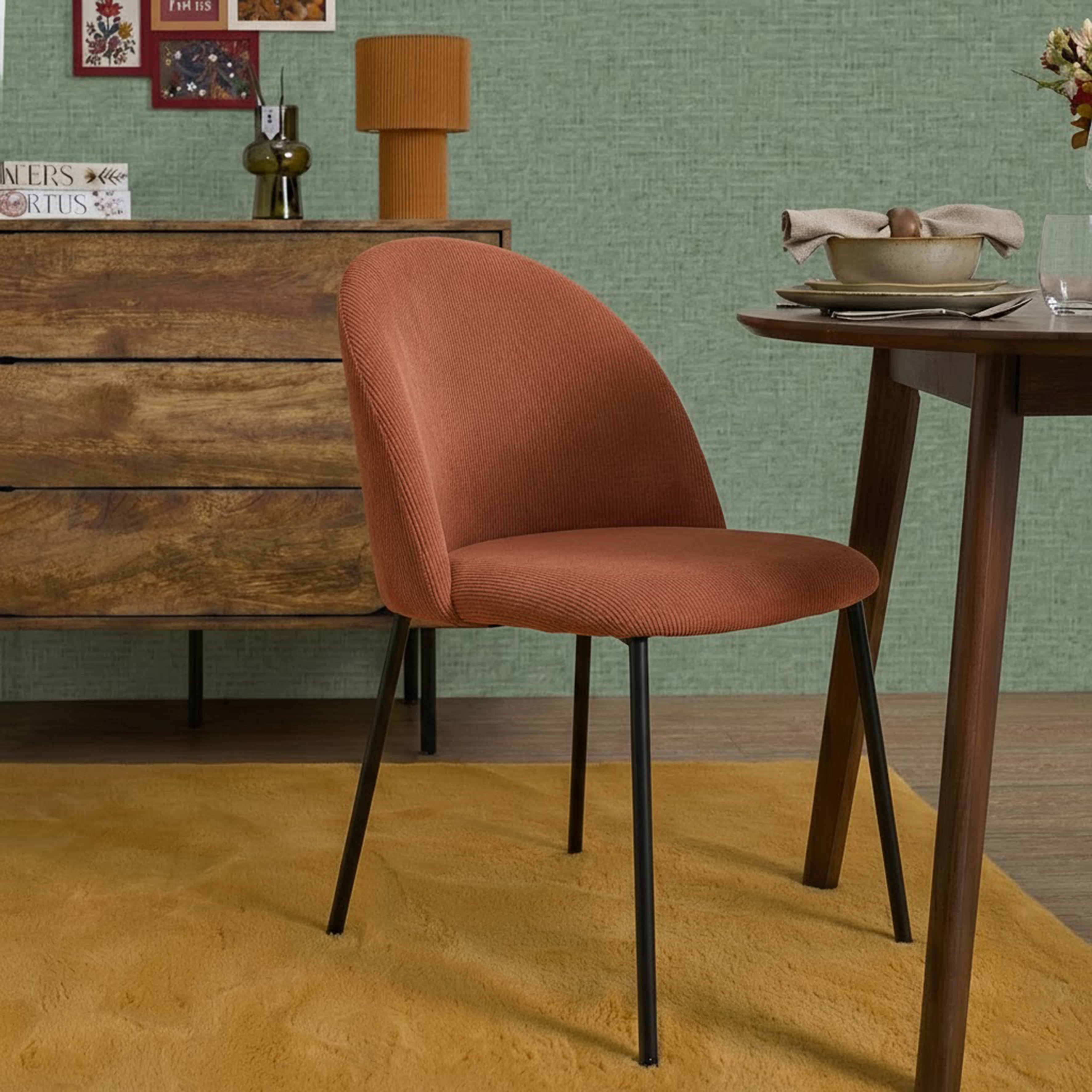 CHAISE COTELE DOSSIER ARCHE JULES TERRACOTTA - LOT DE 4