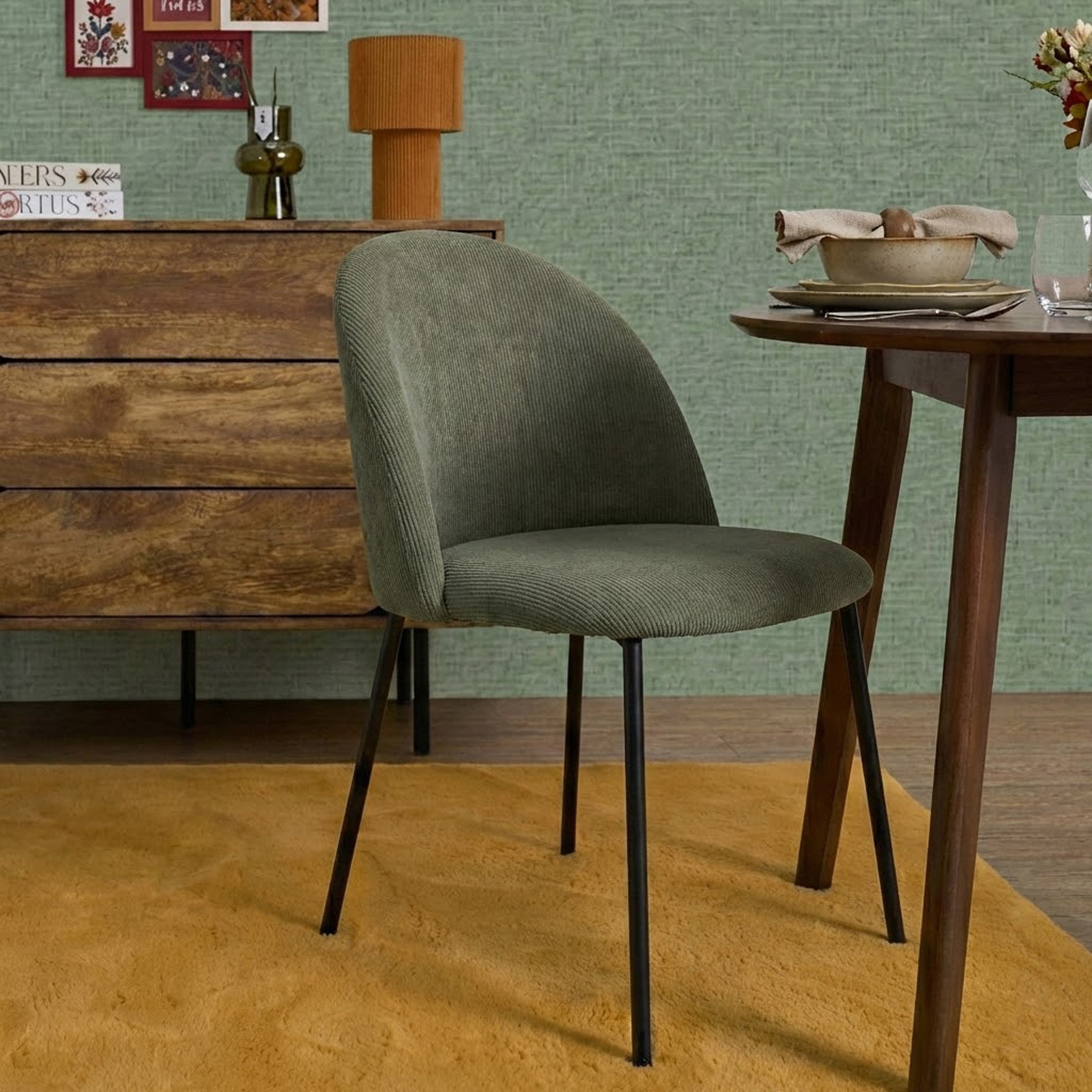 CHAISE COTELE DOSSIER ARCHE JULES VERT - LOT DE 4