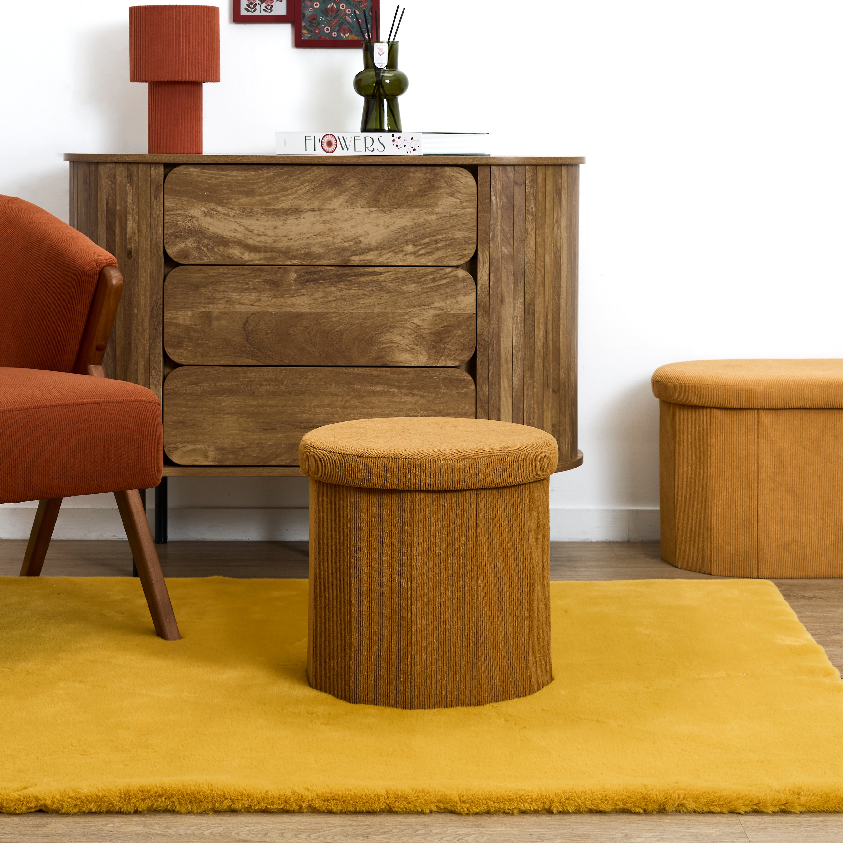 COFFRE POUF PLIABLE COTELE JULES JAUNE