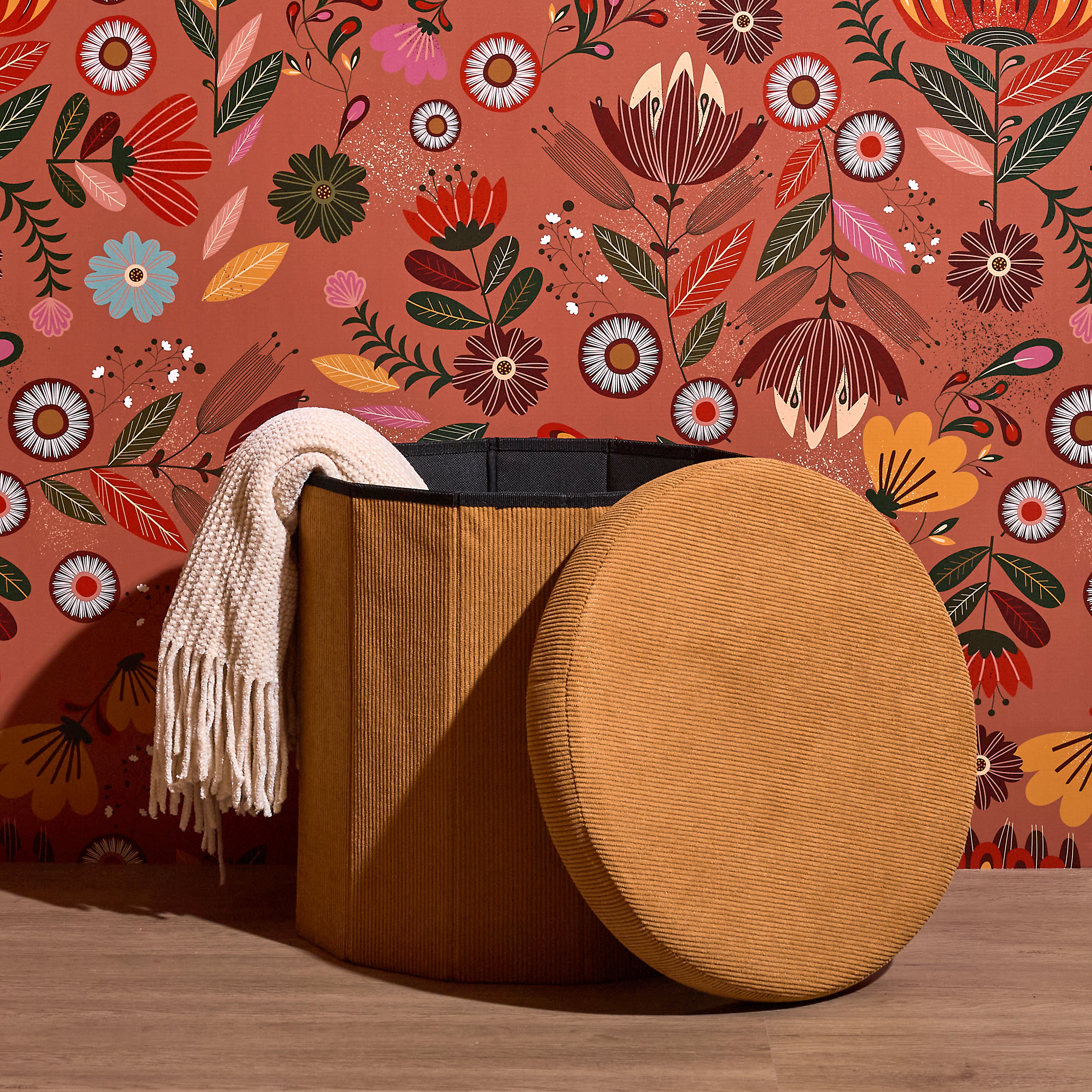 COFFRE POUF PLIABLE COTELE JULES JAUNE