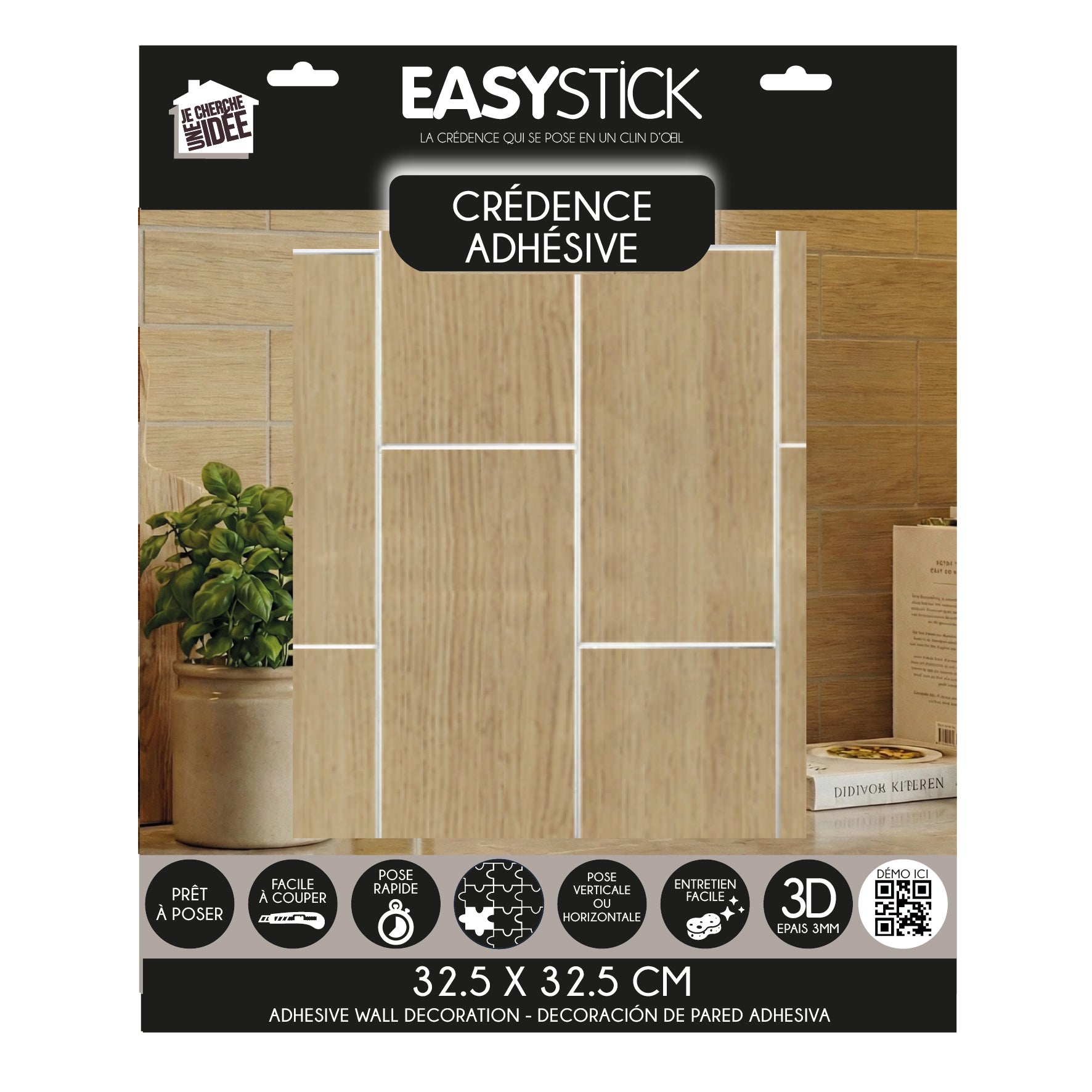 CREDENCE ADHESIVE RIGIDE RECTANGLE EFFET CHENE