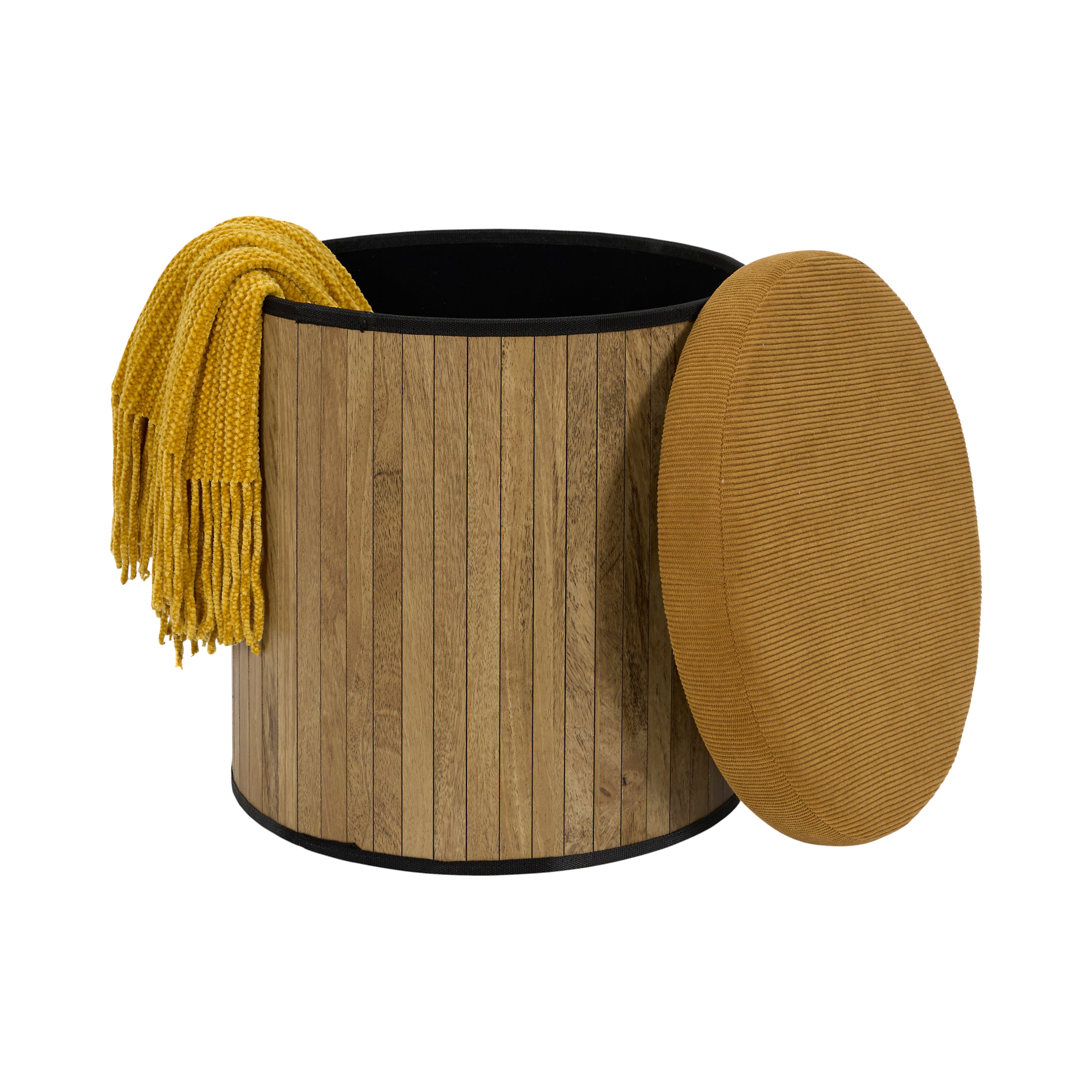 COFFRE POUF PLIABLE COTELE BOIS JULES JAUNE