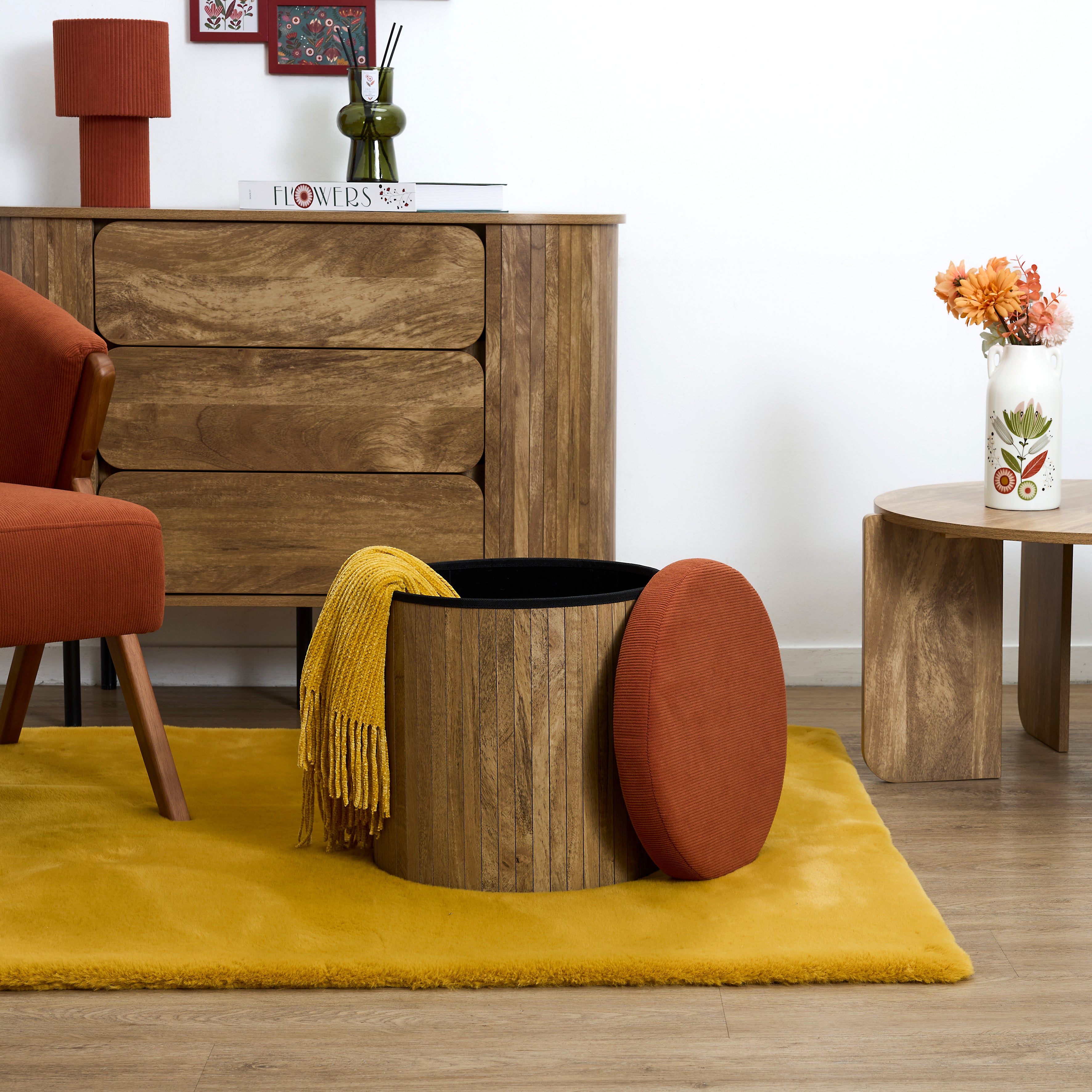 COFFRE POUF PLIABLE COTELE BOIS JULES TERRA