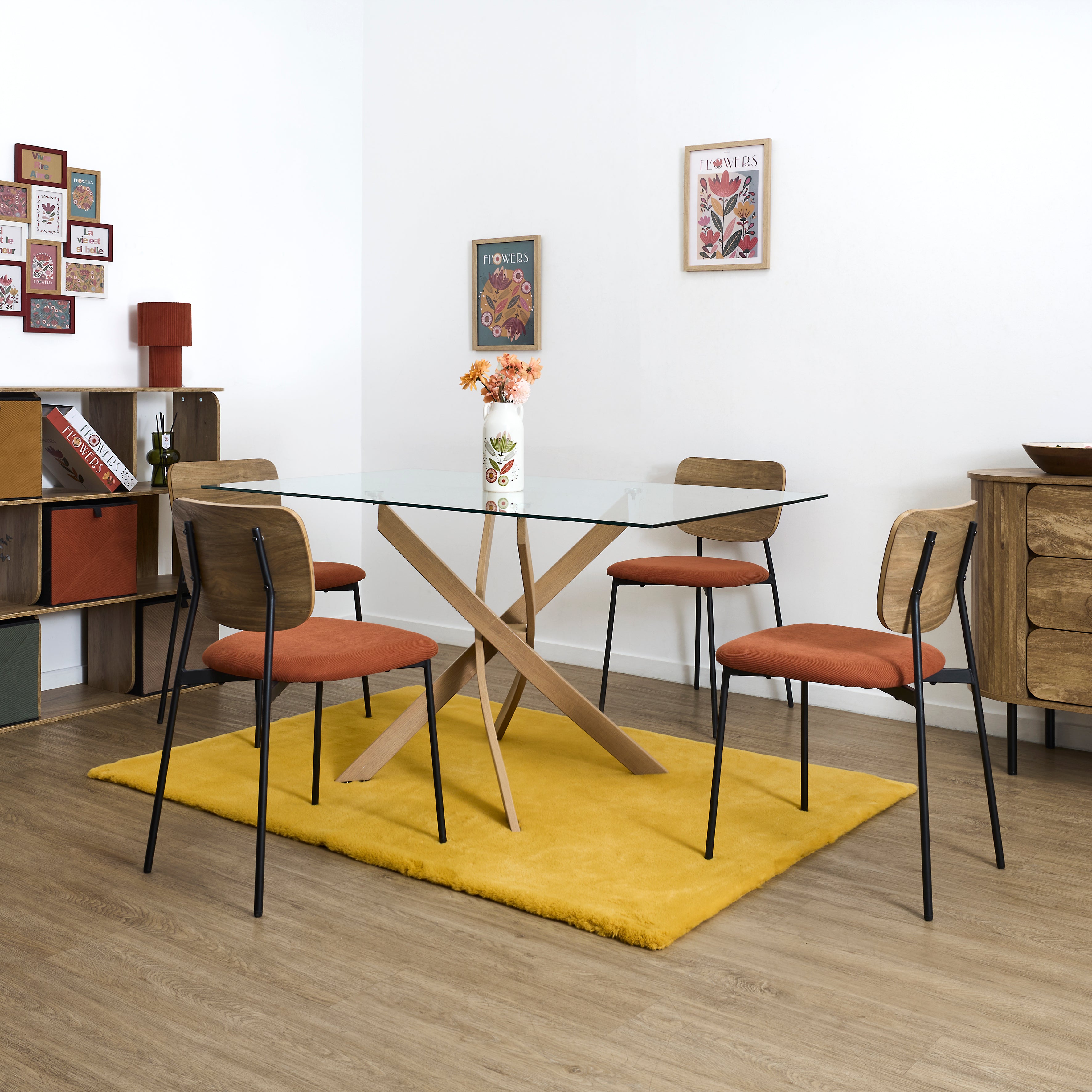CHAISE COTELE BOIS JULES TERRACOTTA - LOT DE 4
