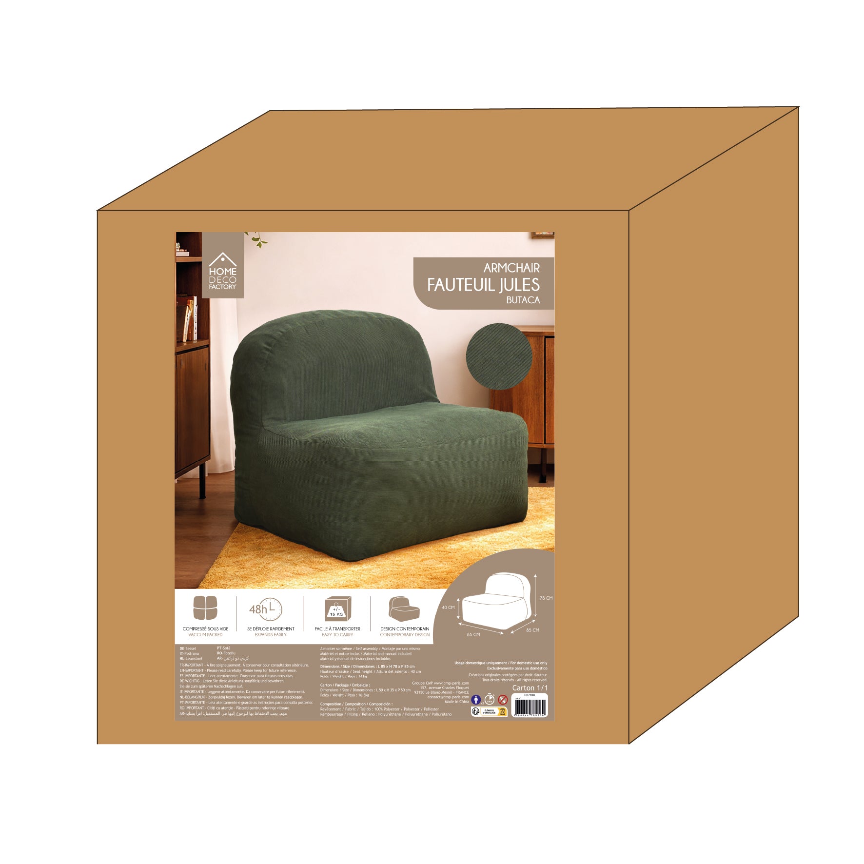 FAUTEUIL COMPRESSE COTELE JULES VERT