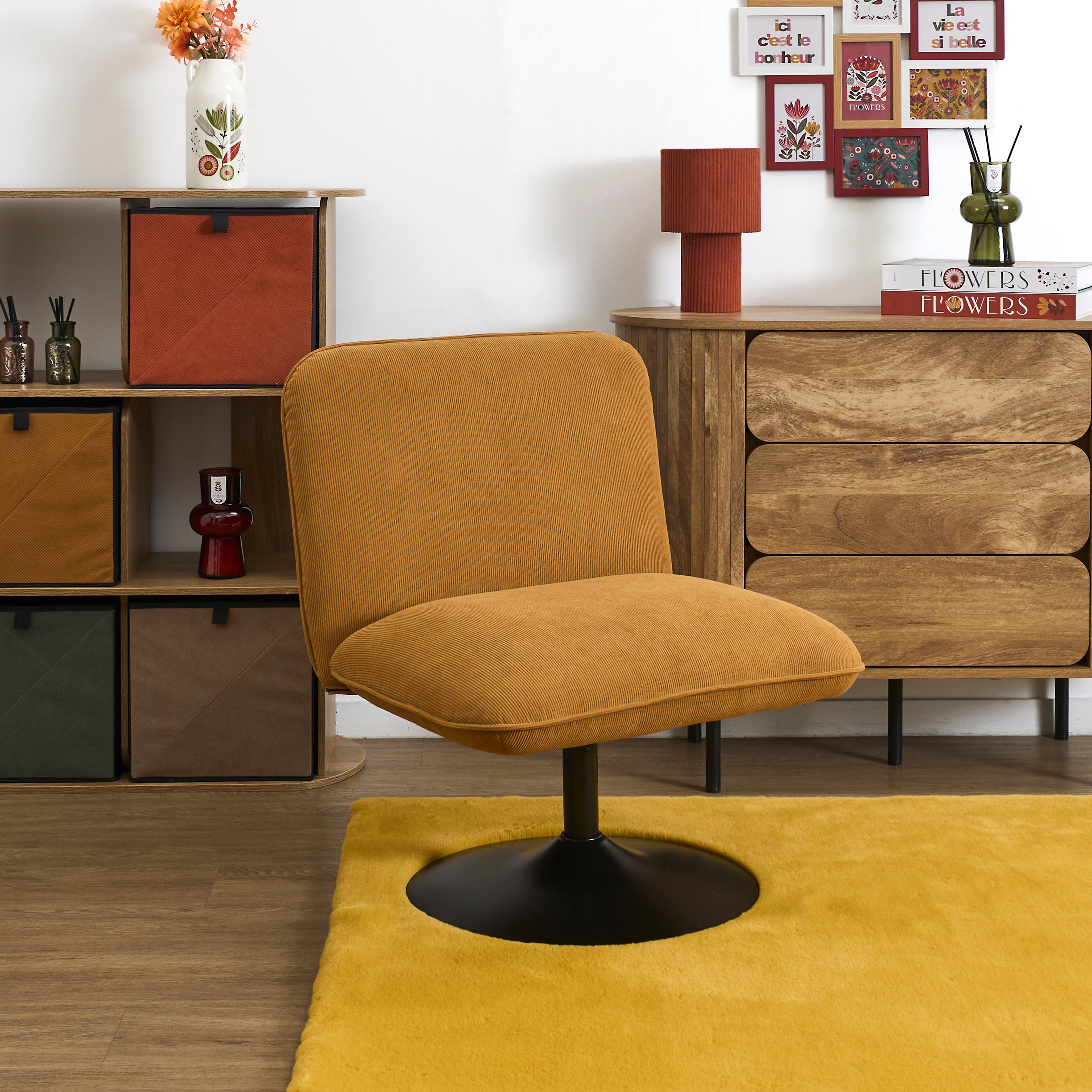 FAUTEUIL SALON PIVOTANT JULES JAUNE
