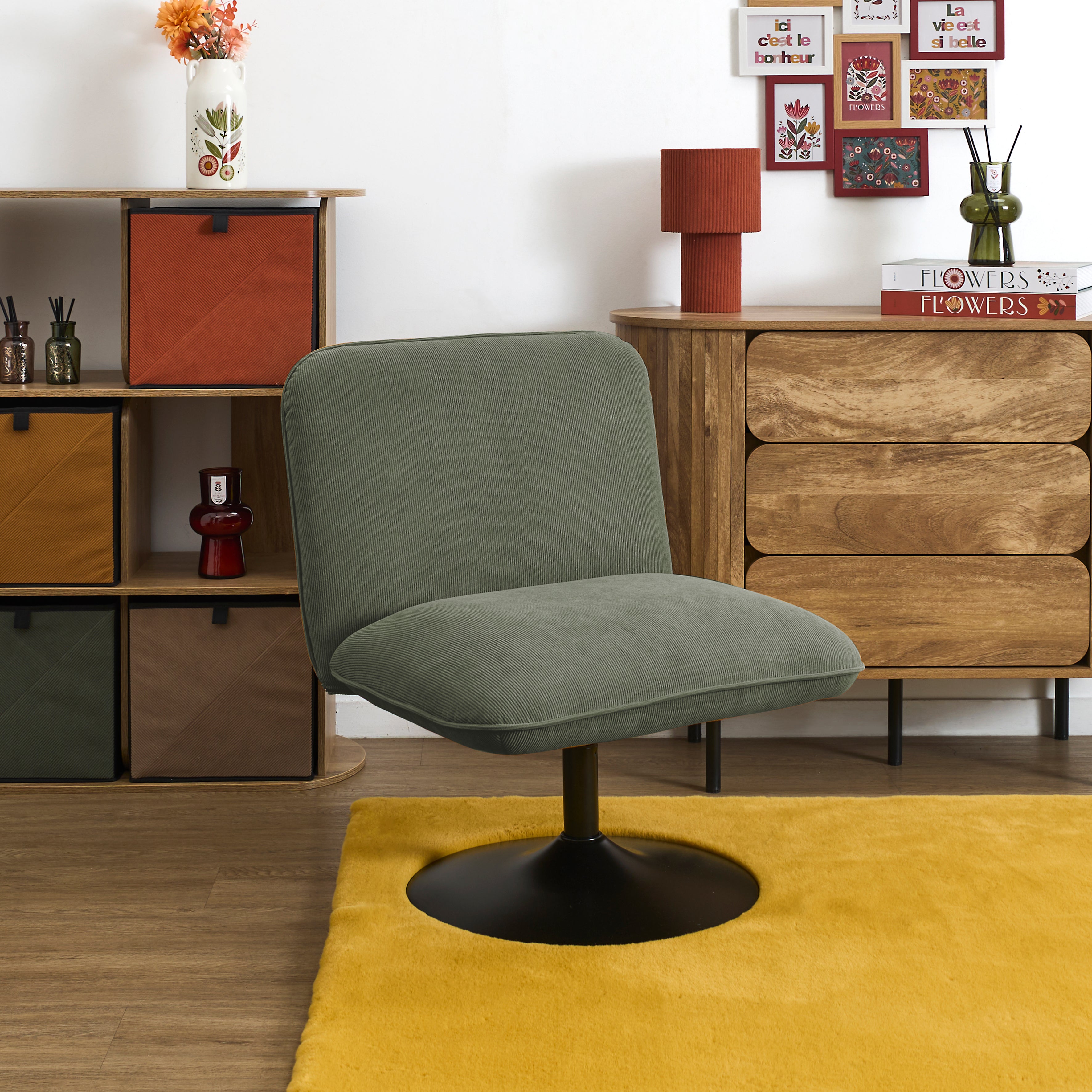 FAUTEUIL SALON PIVOTANT JULES VERT