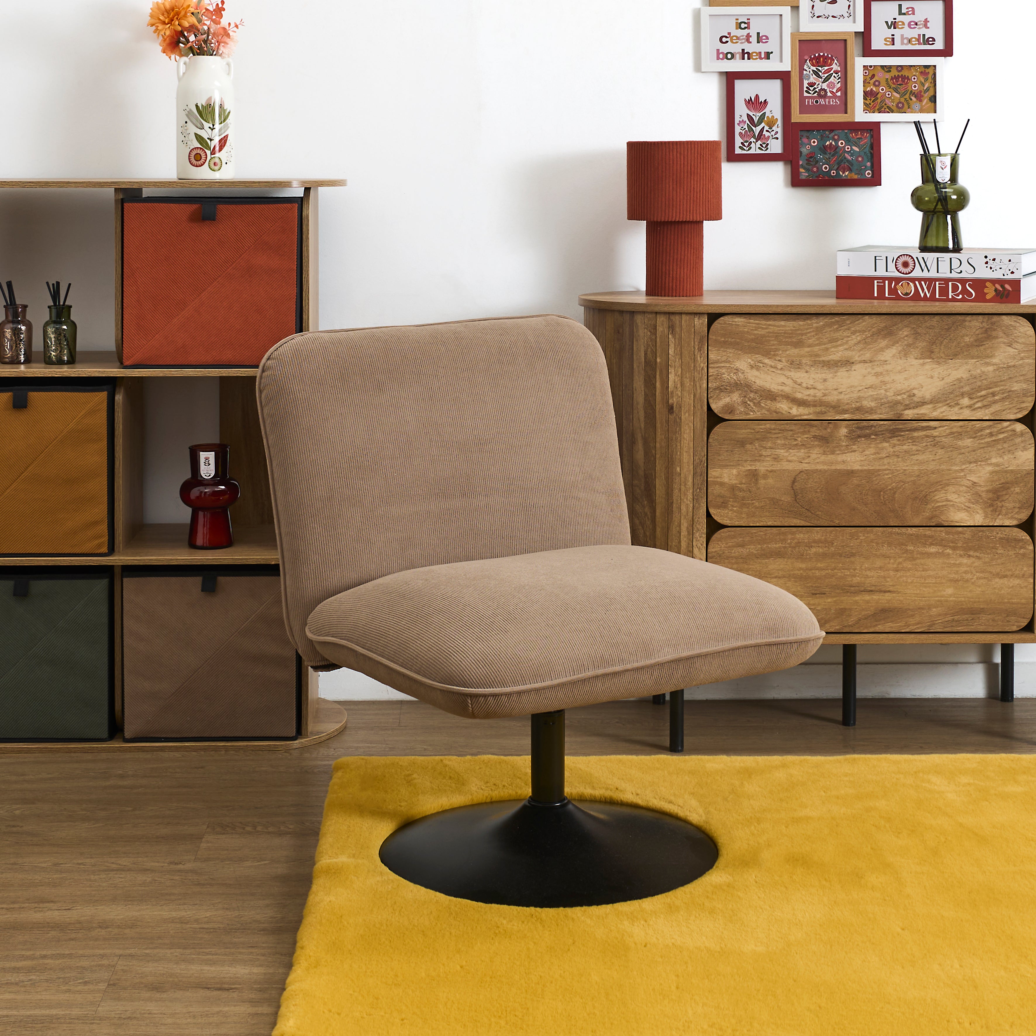 FAUTEUIL SALON PIVOTANT JULES TAUPE