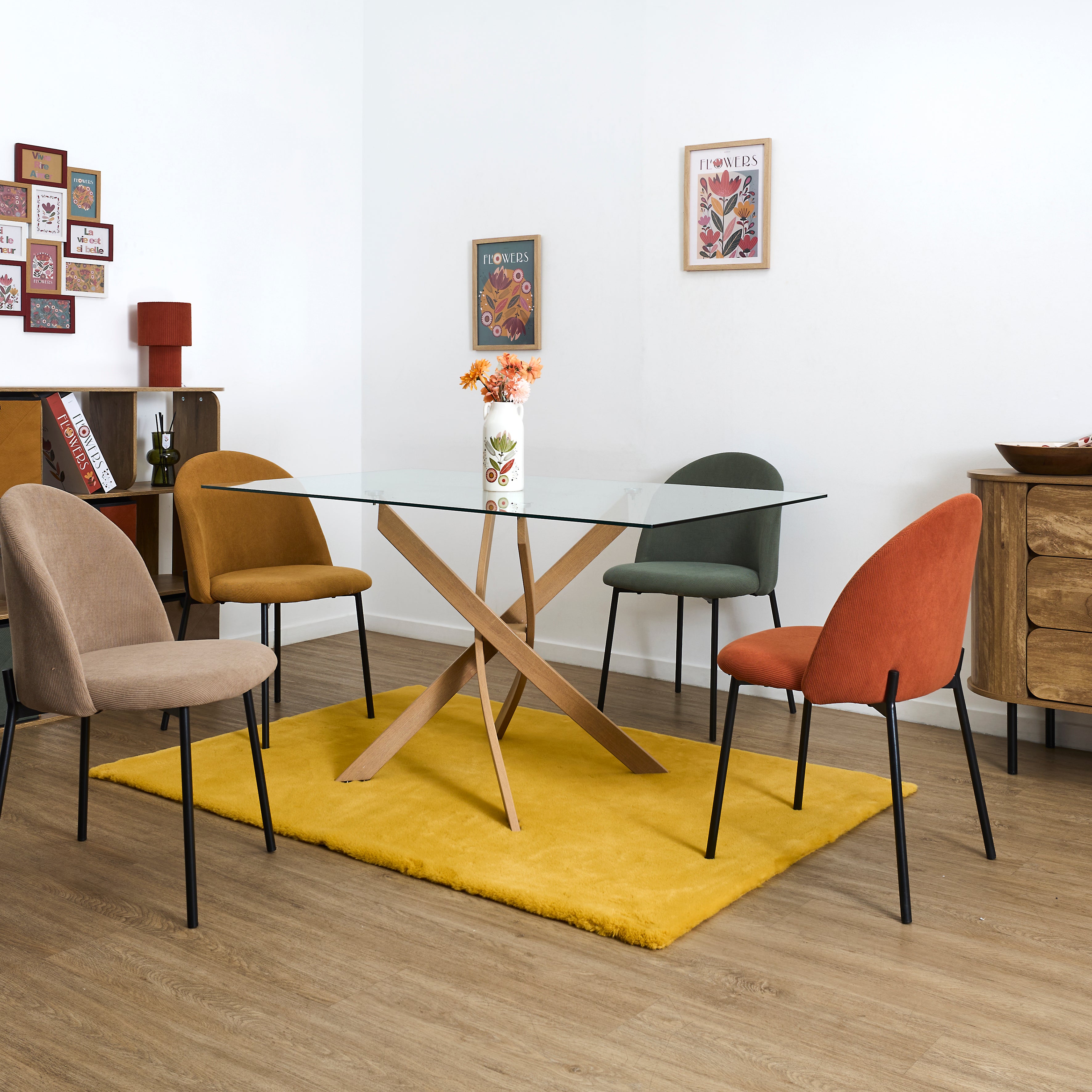 TABLE DE REPAS EN VERRE HERITAGE 140X80CM