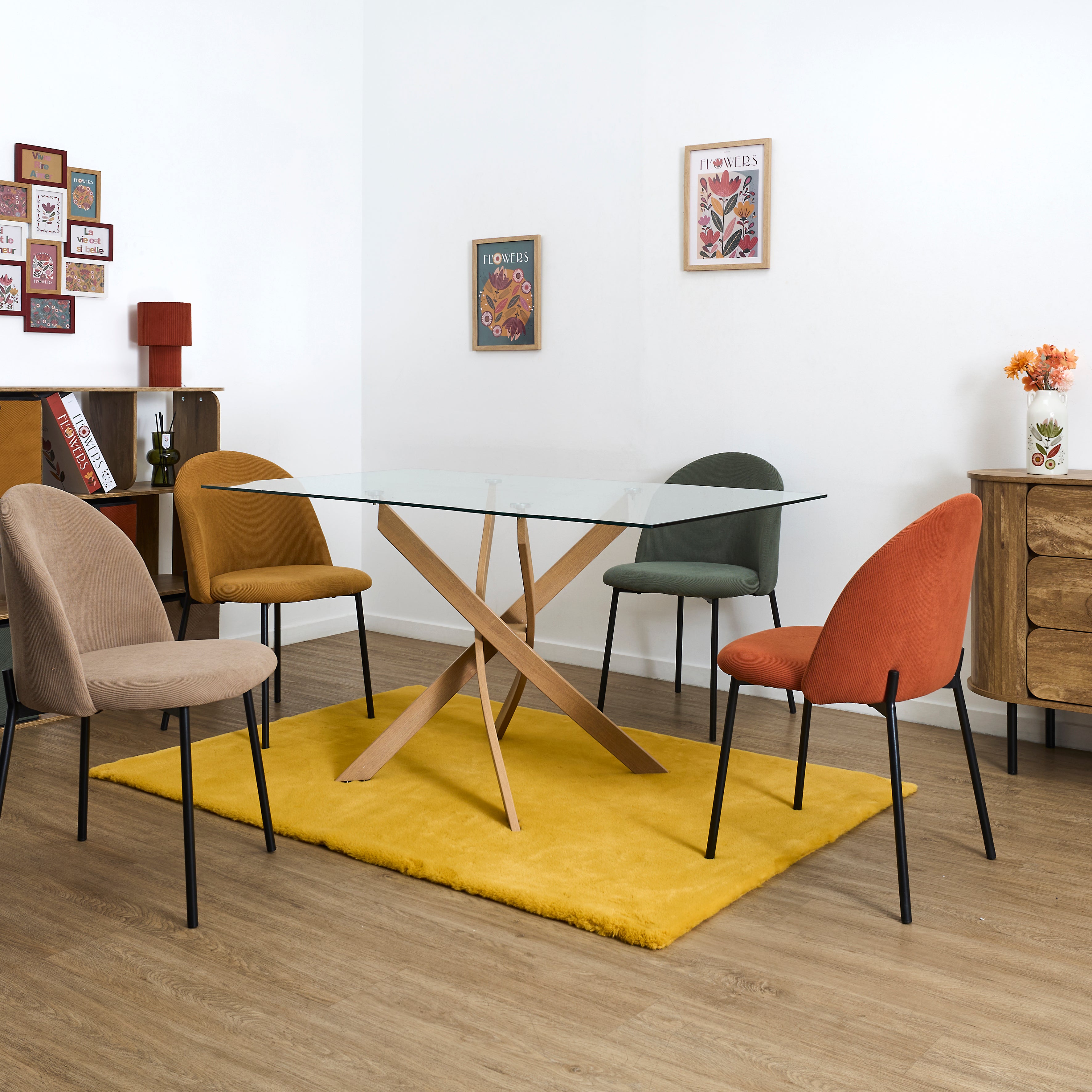 TABLE DE REPAS EN VERRE HERITAGE 140X80CM