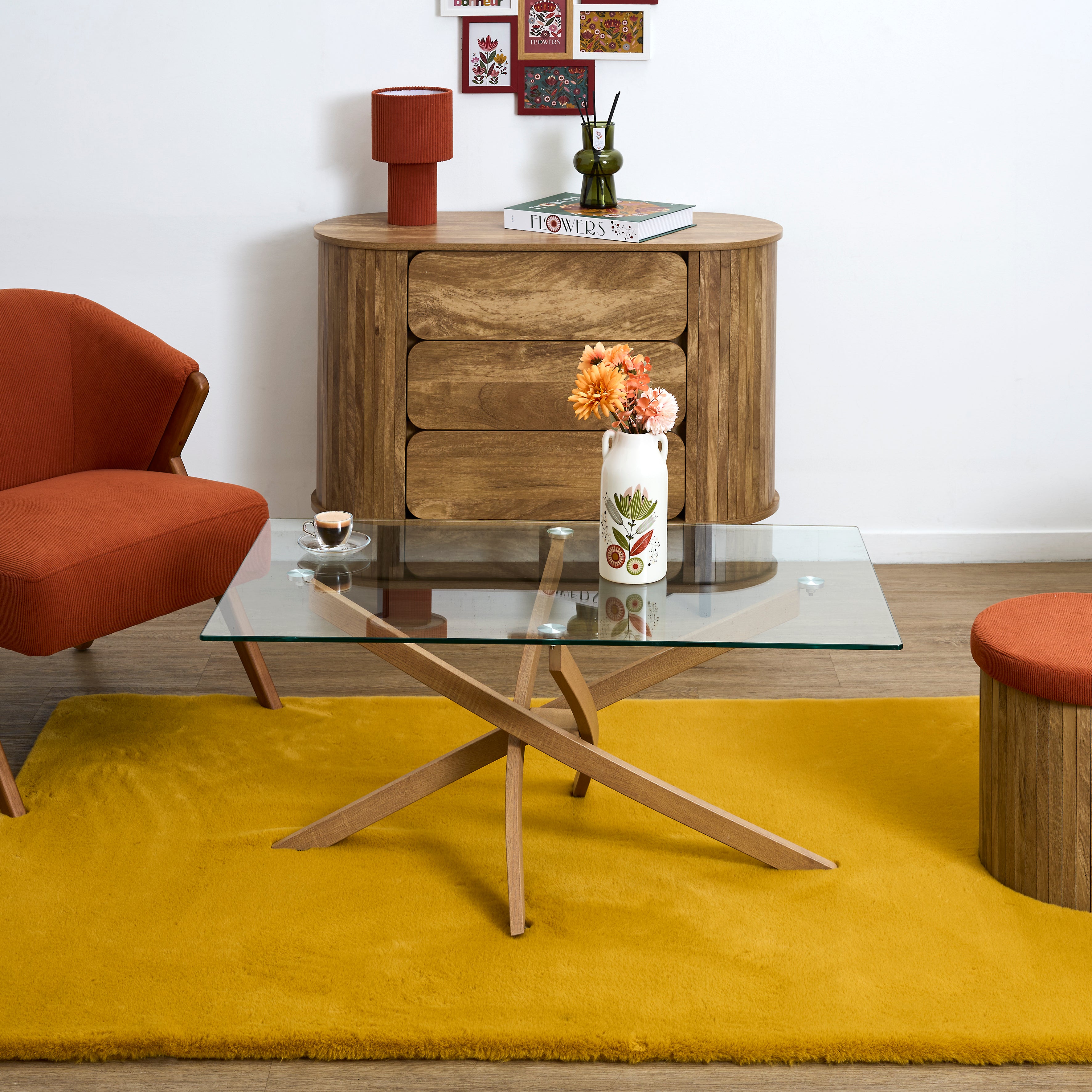 TABLE BASSE EN VERRE HERITAGE 100X60CM