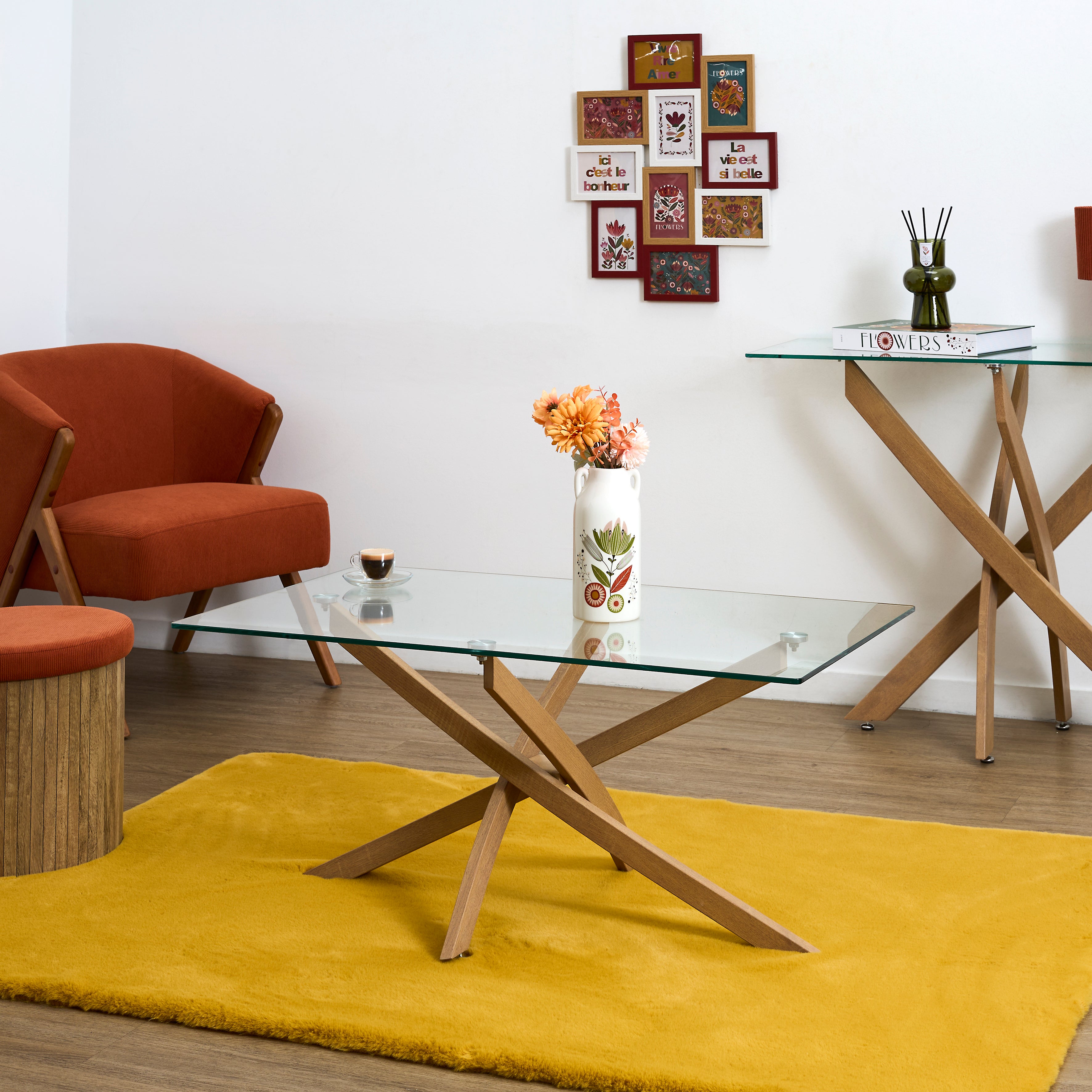 TABLE BASSE EN VERRE HERITAGE 100X60CM