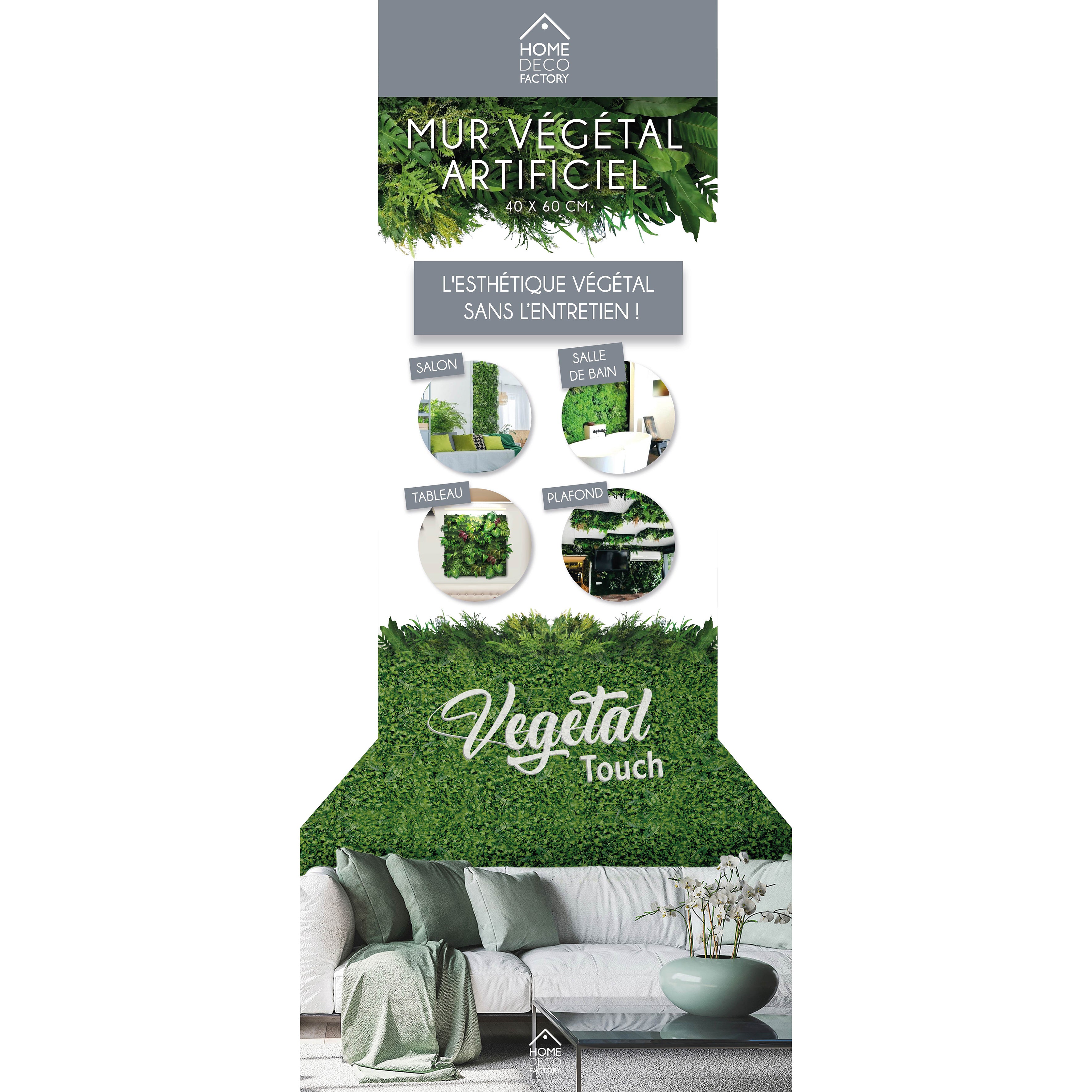 MUR VEGETAL ARTIFICIEL 60X40CM