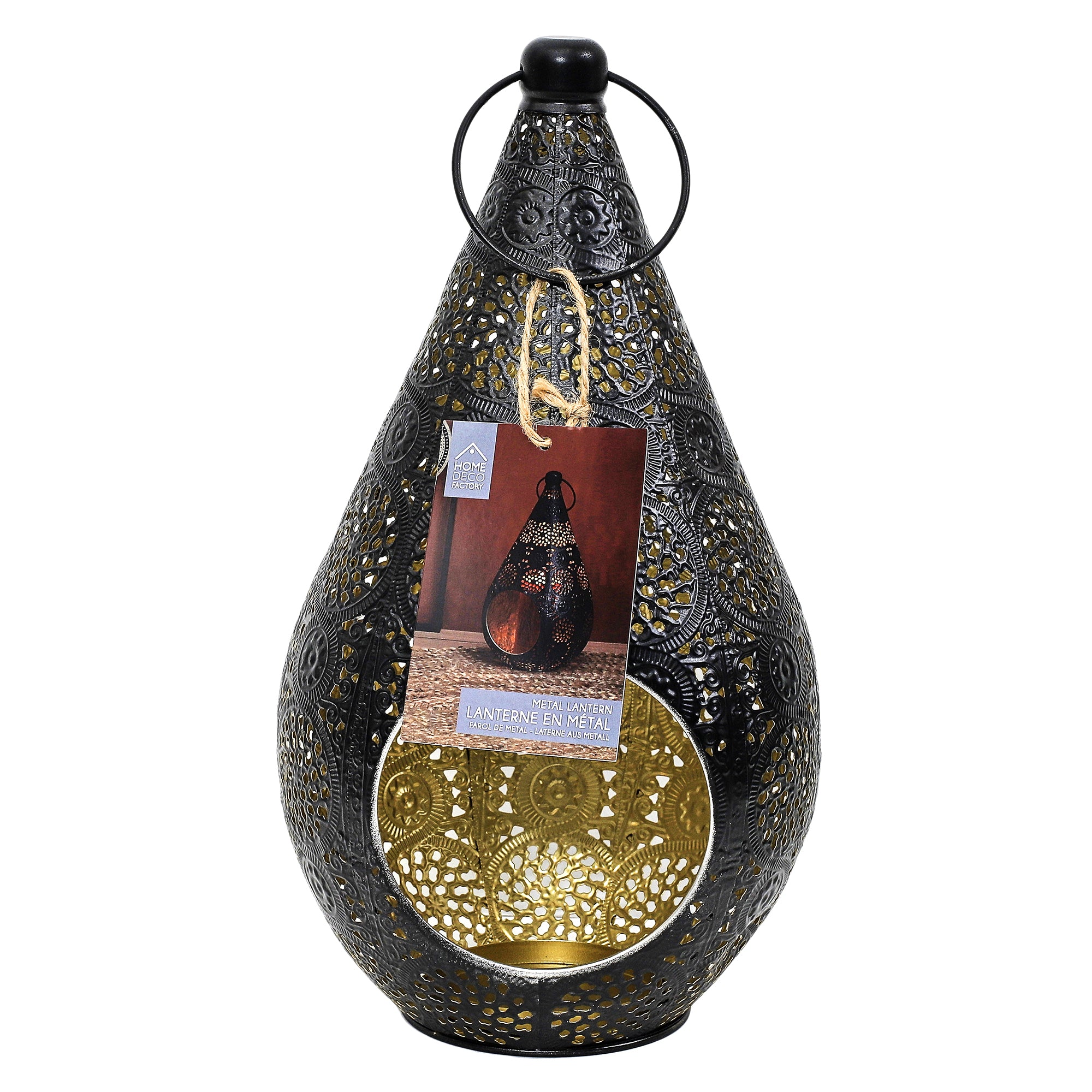 LANTERNE EN METAL AJOURE MIRAGE H33CM