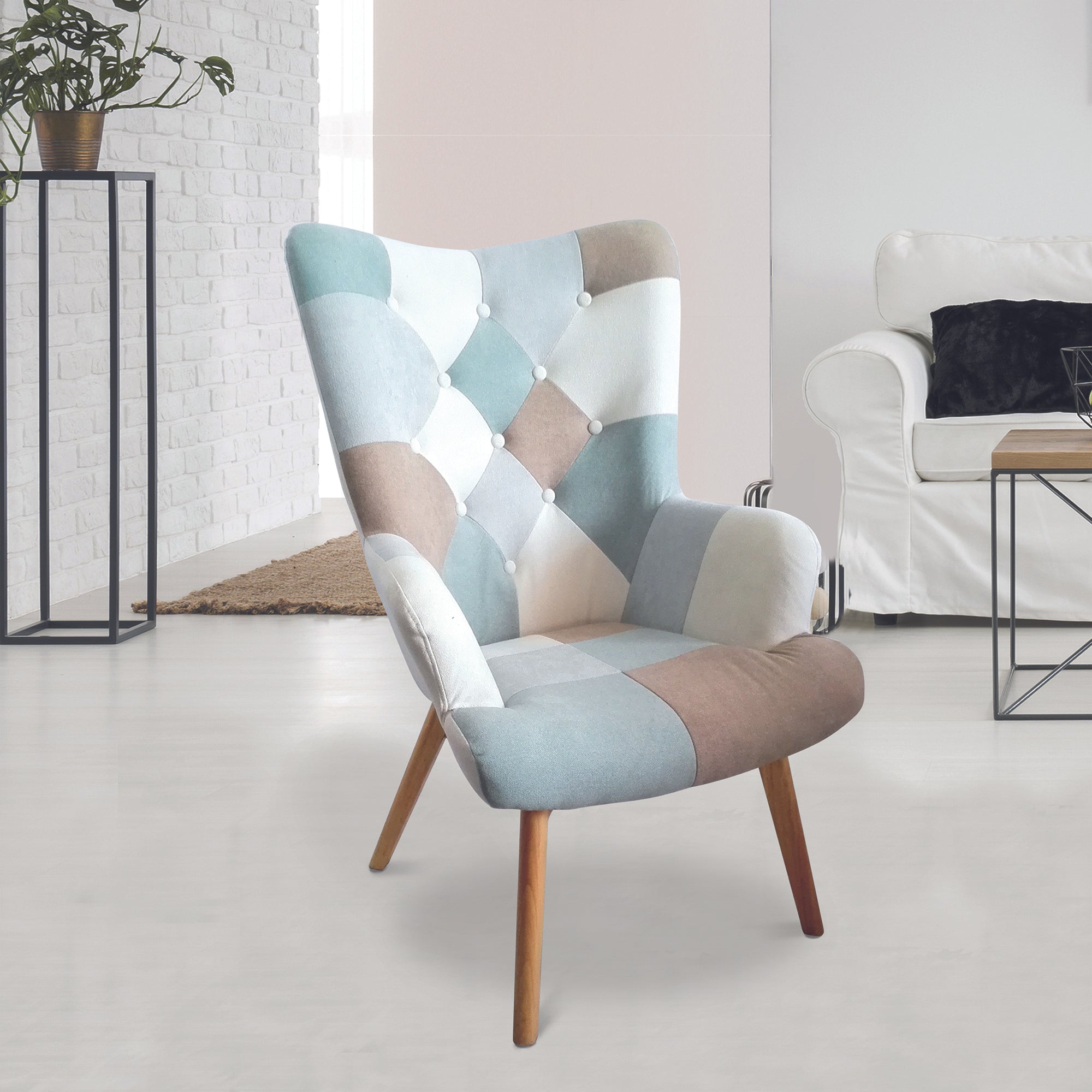 FAUTEUIL HELSINKI PATCHWORK BLEU