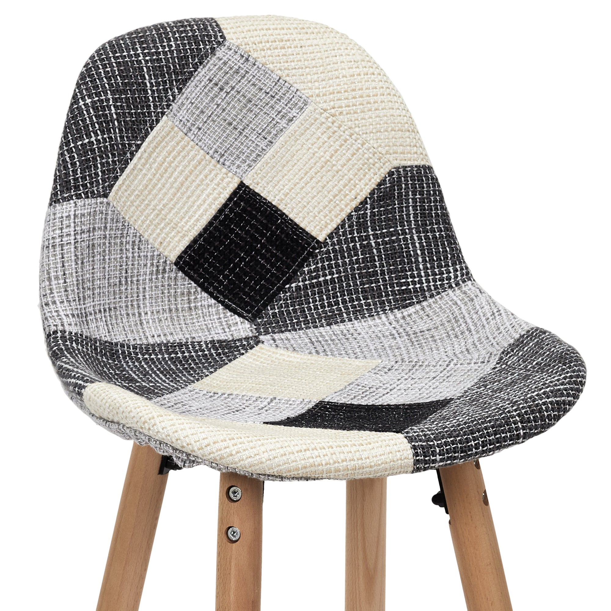 LOT DE 2 TABOURETS DE BAR PATCHWORK GRIS