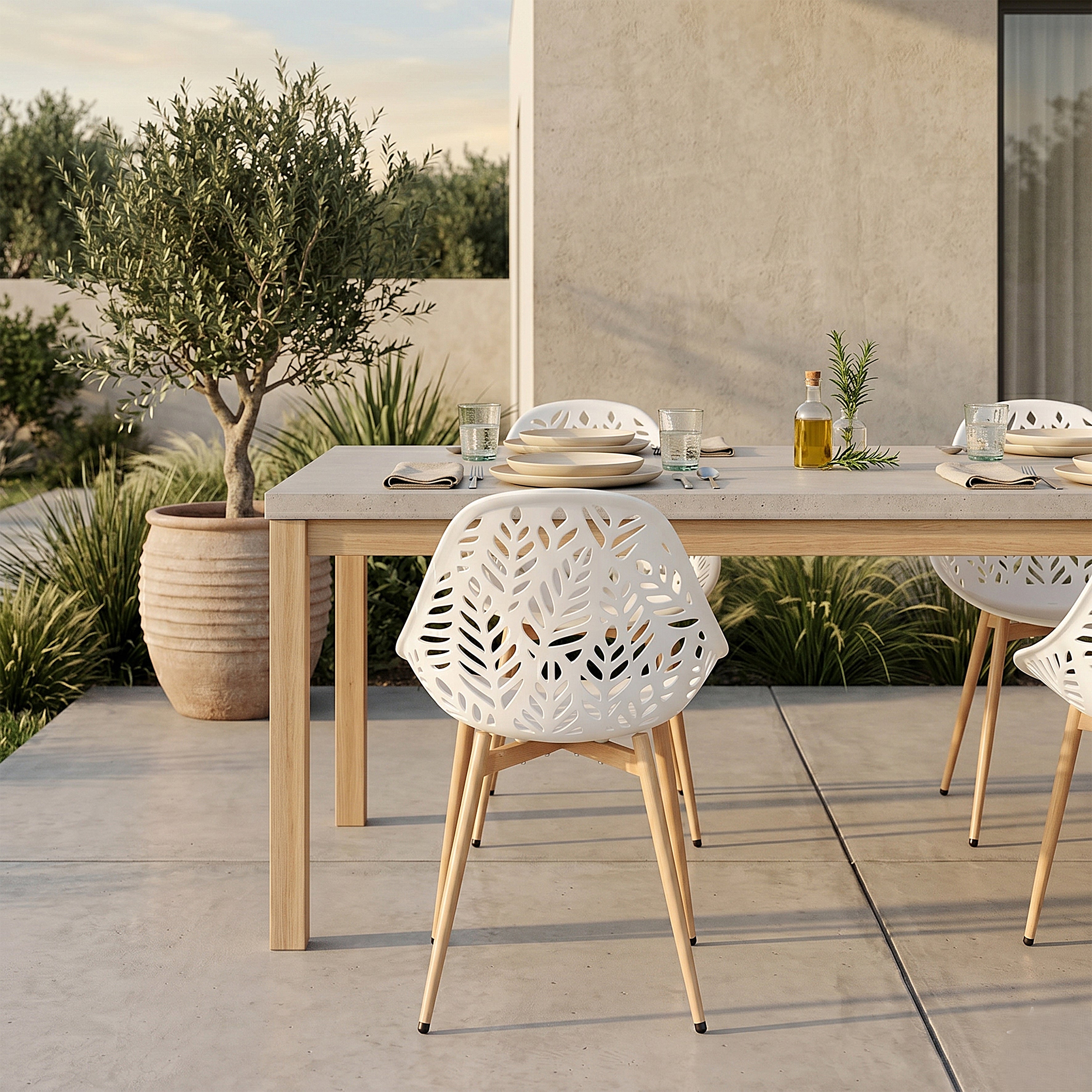 CHAISE LUCENA BLANC - LOT DE 4