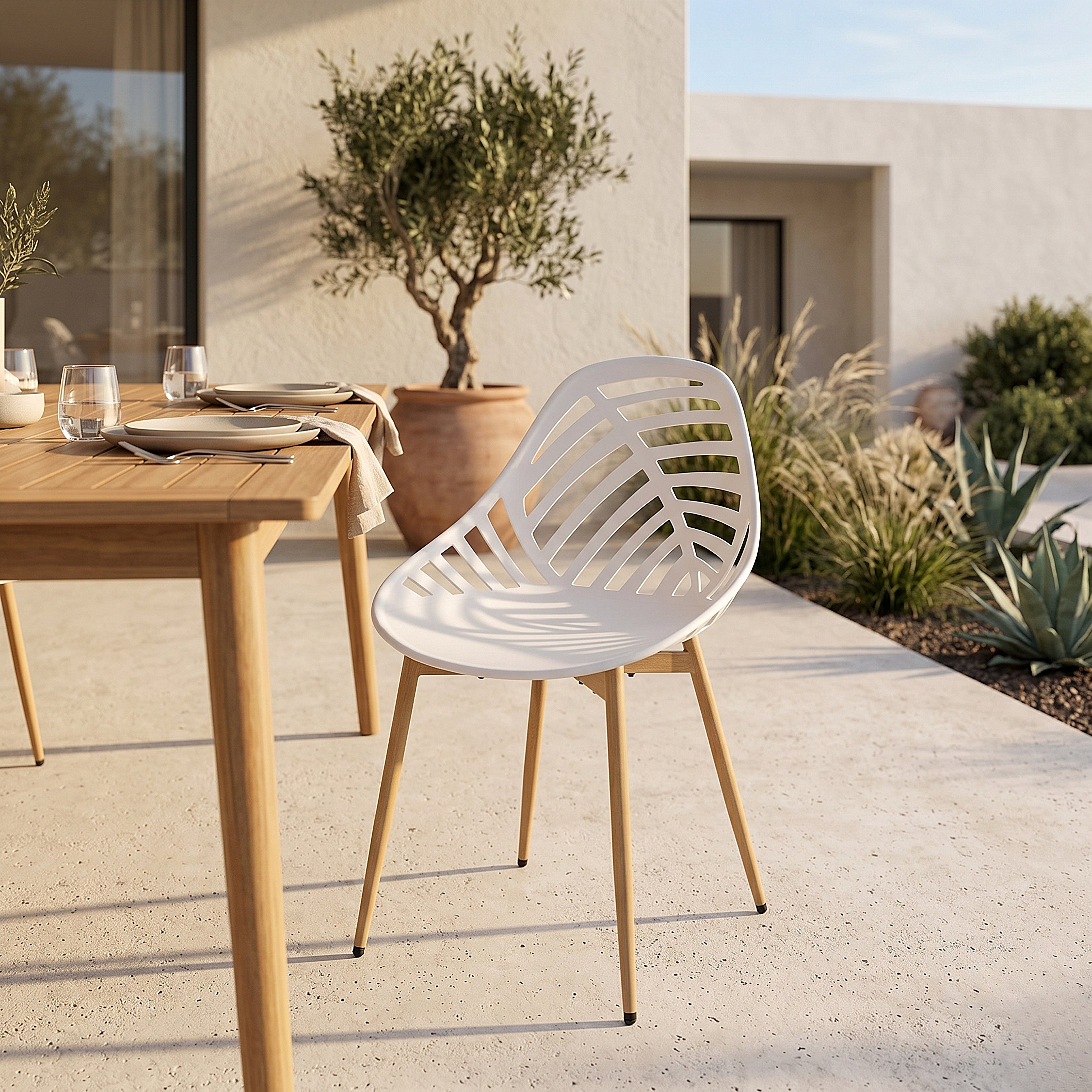 CHAISE ALAMEDA BLANC - LOT DE 4