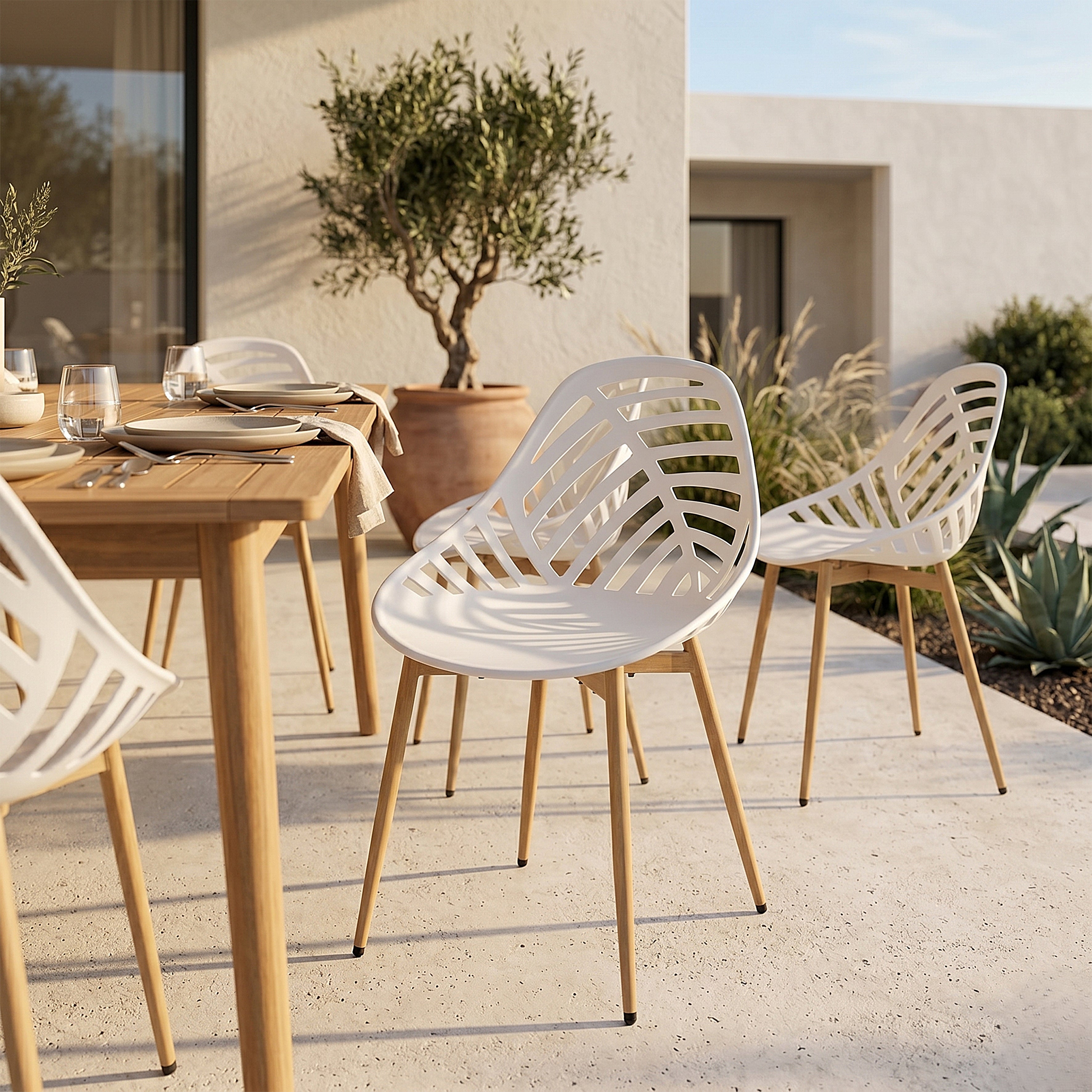 CHAISE ALAMEDA BLANC - LOT DE 4