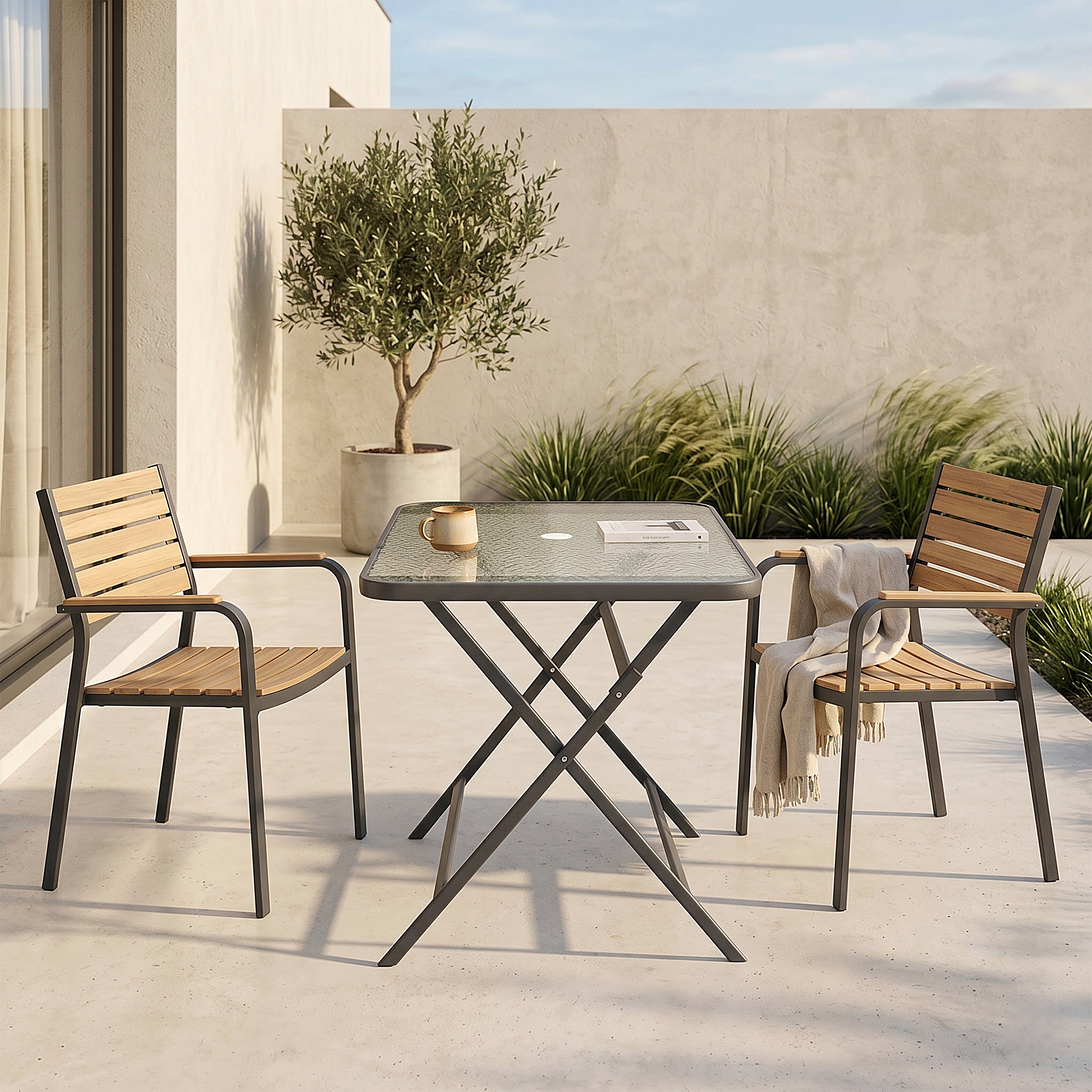 TABLE VERRE TREMPE FORMENTERA GRIS 110X70