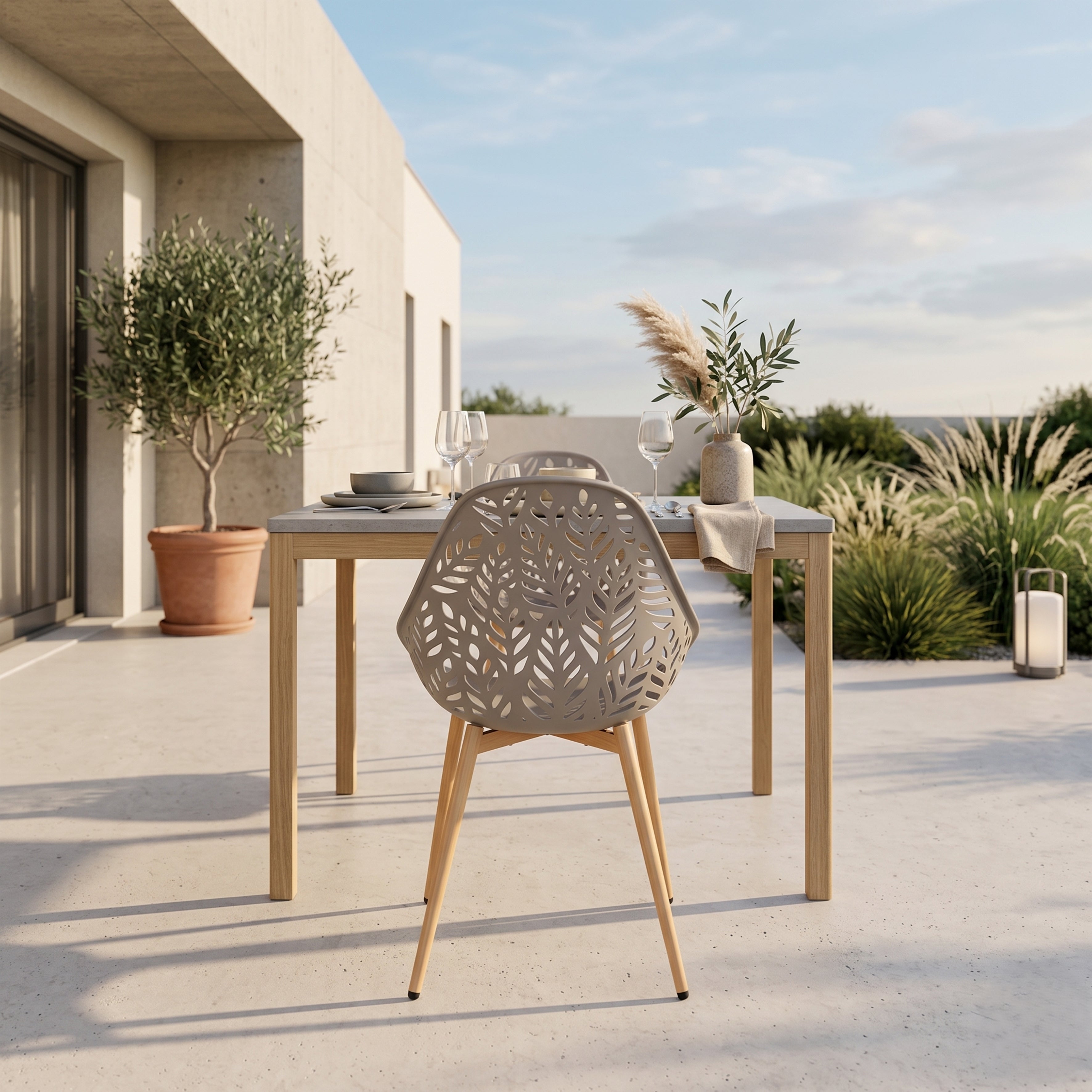 CHAISE LUCENA TAUPE - LOT DE 4