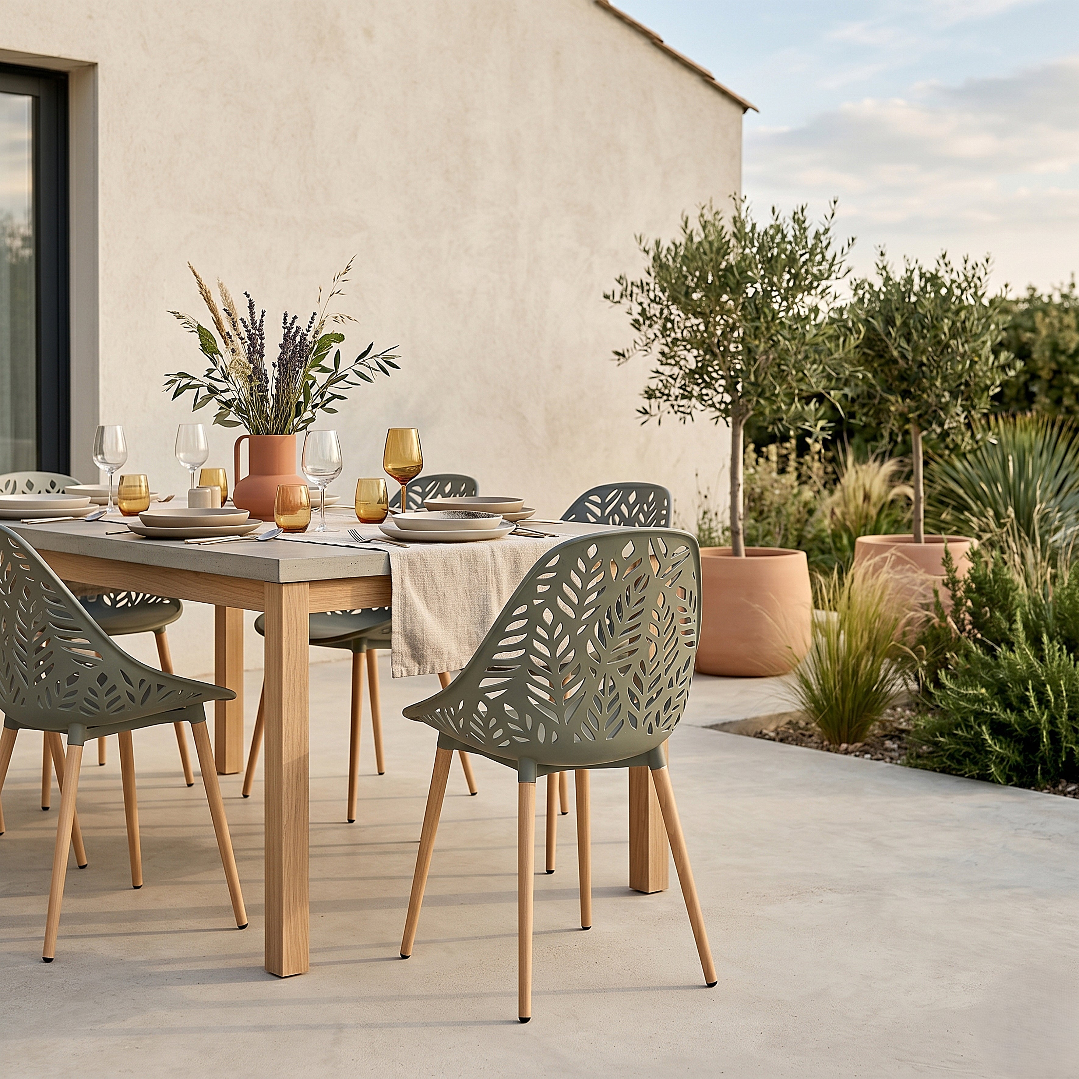 CHAISE LUCENA OLIVE - LOT DE 4